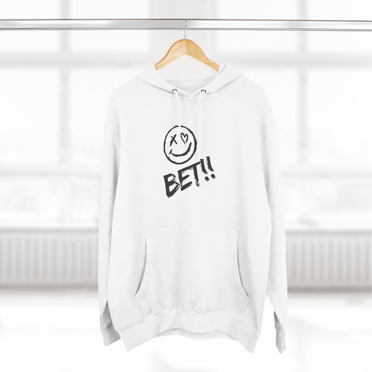 Smiley Bet Fleece Hoodie - Casual Fun, Relaxing, Sports Events, Everyday Wear - Cozy Sweatshirt, Unisex Hoodie