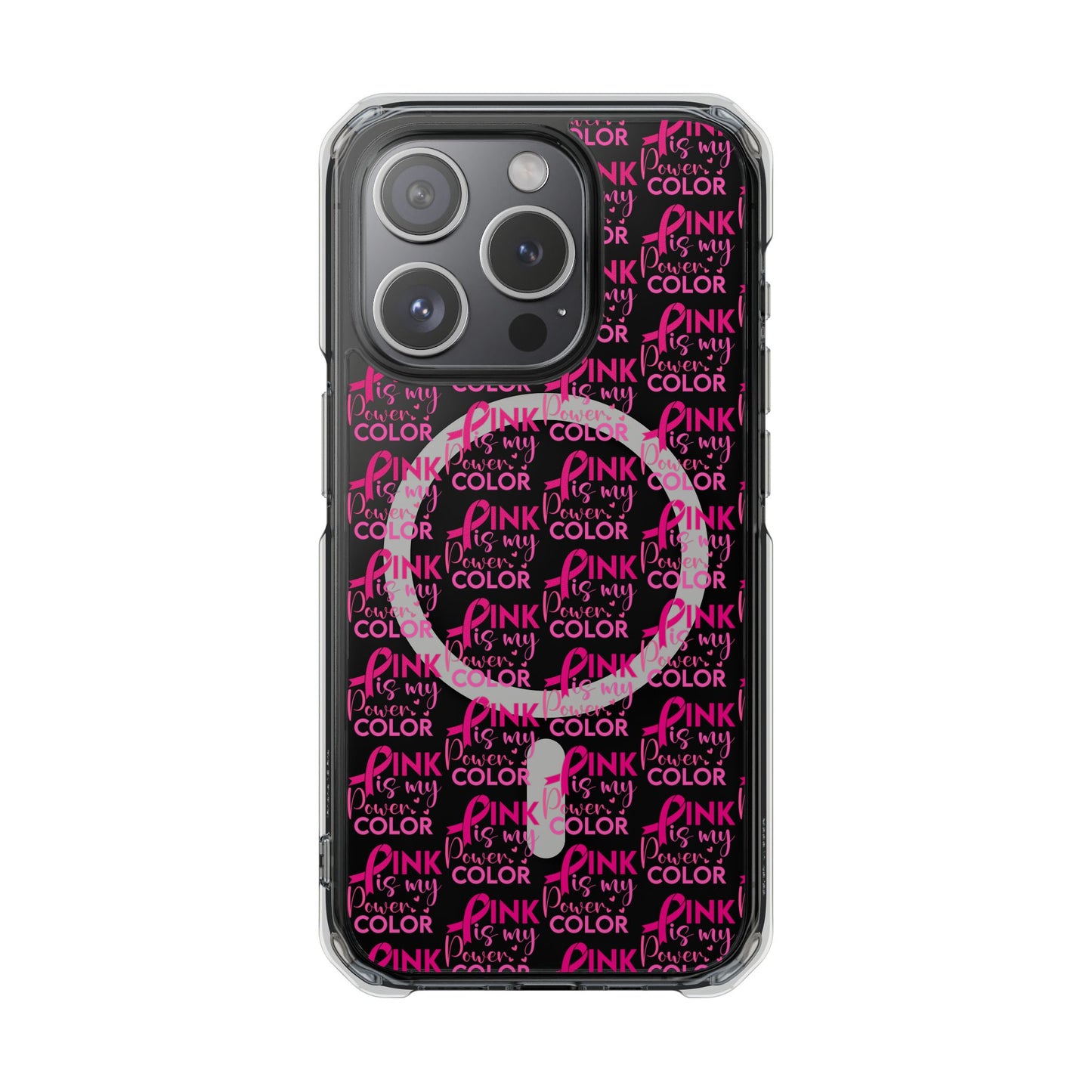 Pink Power Color Phone Case, Inspirational Magnetic Clear Impact Case, Gift for Her, Empowerment, Women's Day, Birthday