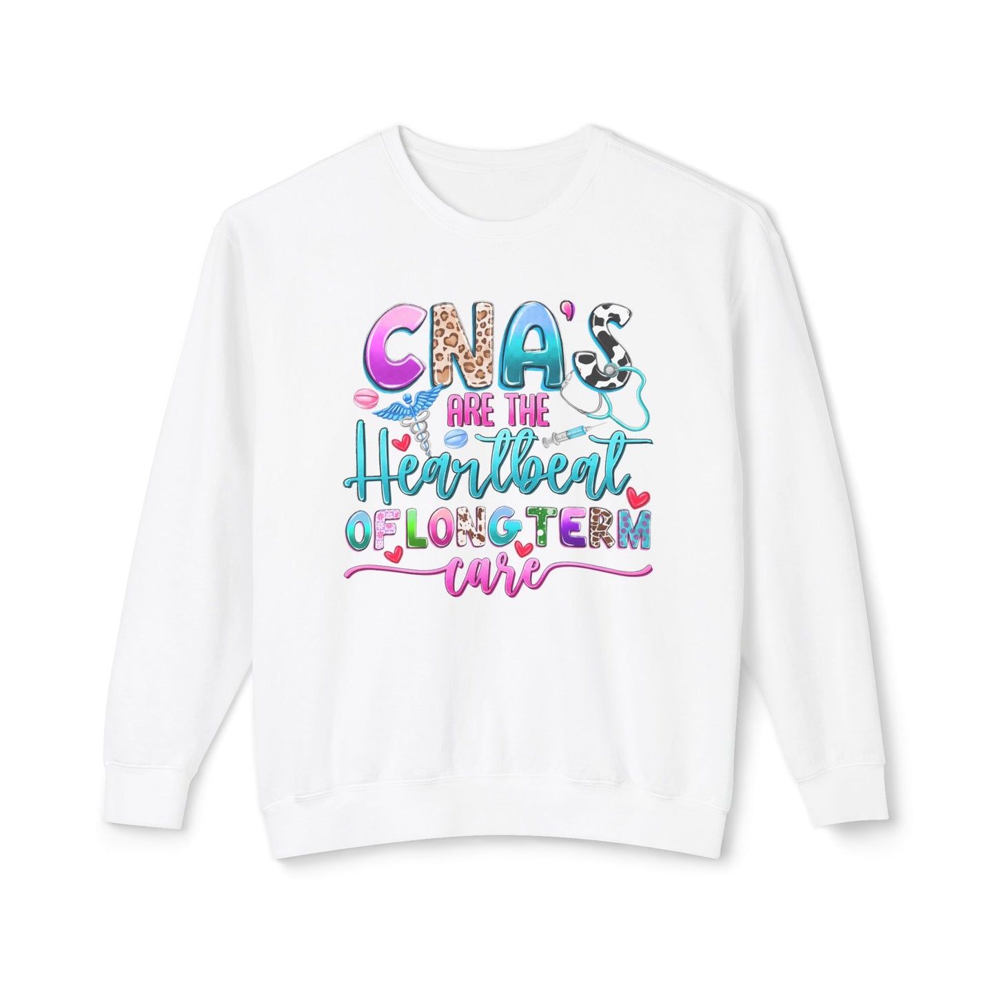 CNA Heartbeat Long-Term Care Sweatshirt, Unisex Crewneck Sweater for Nurses, Gift for Caregivers, Medical Appreciation Apparel