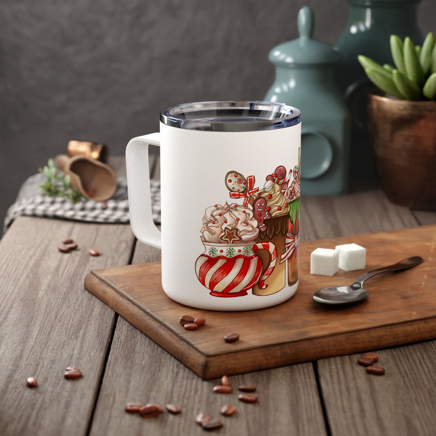 Festive Mug, Holiday Sips, Winter Drinkware, Christmas Decor, Cozy Mornings, Gingerbread Men, Insulated Coffee Mug