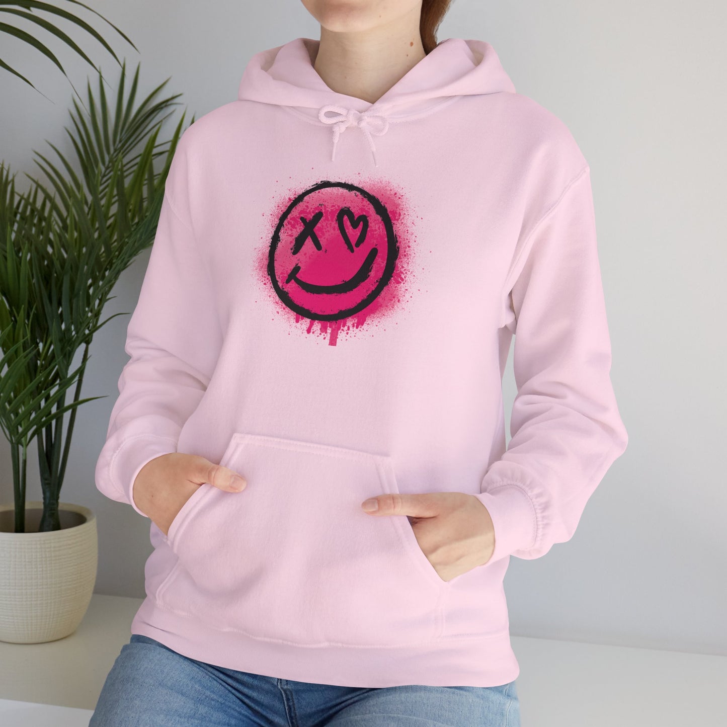 Smiley Hoodie, Cozy Gift for Friends, Streetwear, Casual Vibes, Ideal for Fall, Eye-Catching Design, Heavy Blend Sweatshirt, Unisex Hoodie,