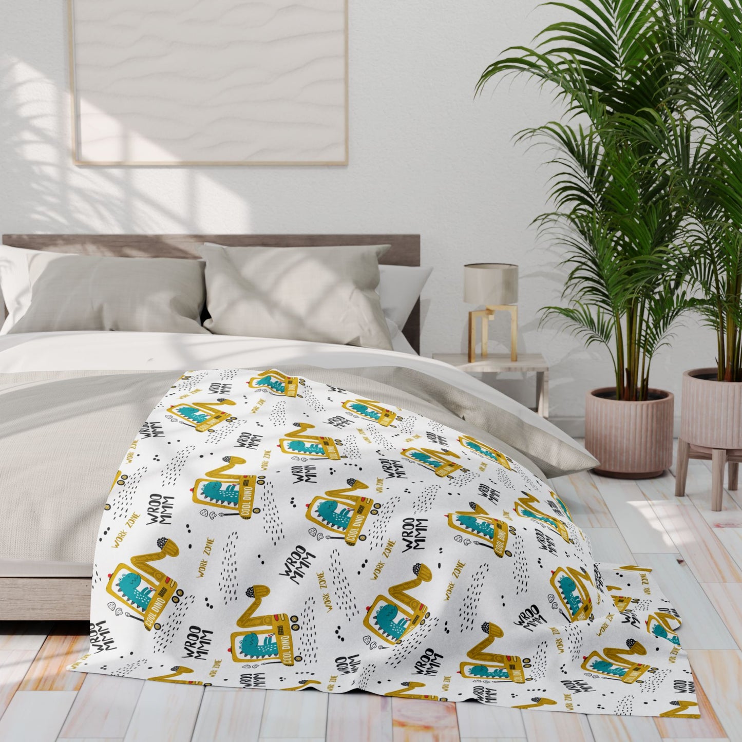 Construction Themed Arctic Fleece Blanket, Perfect for Kids' Rooms, Cozy Gift for Birthdays, Nursery Decor, Summer Nights