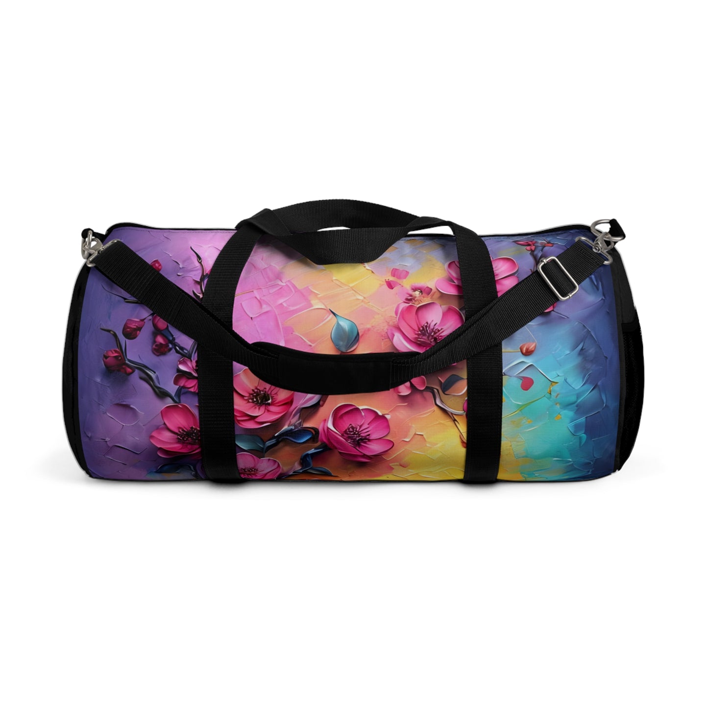 Colorful Floral Duffel Bag - Stylish Gym Bag, Weekend Travel Tote, Flower Print Luggage, Artist's Design Bag, Gift for Her