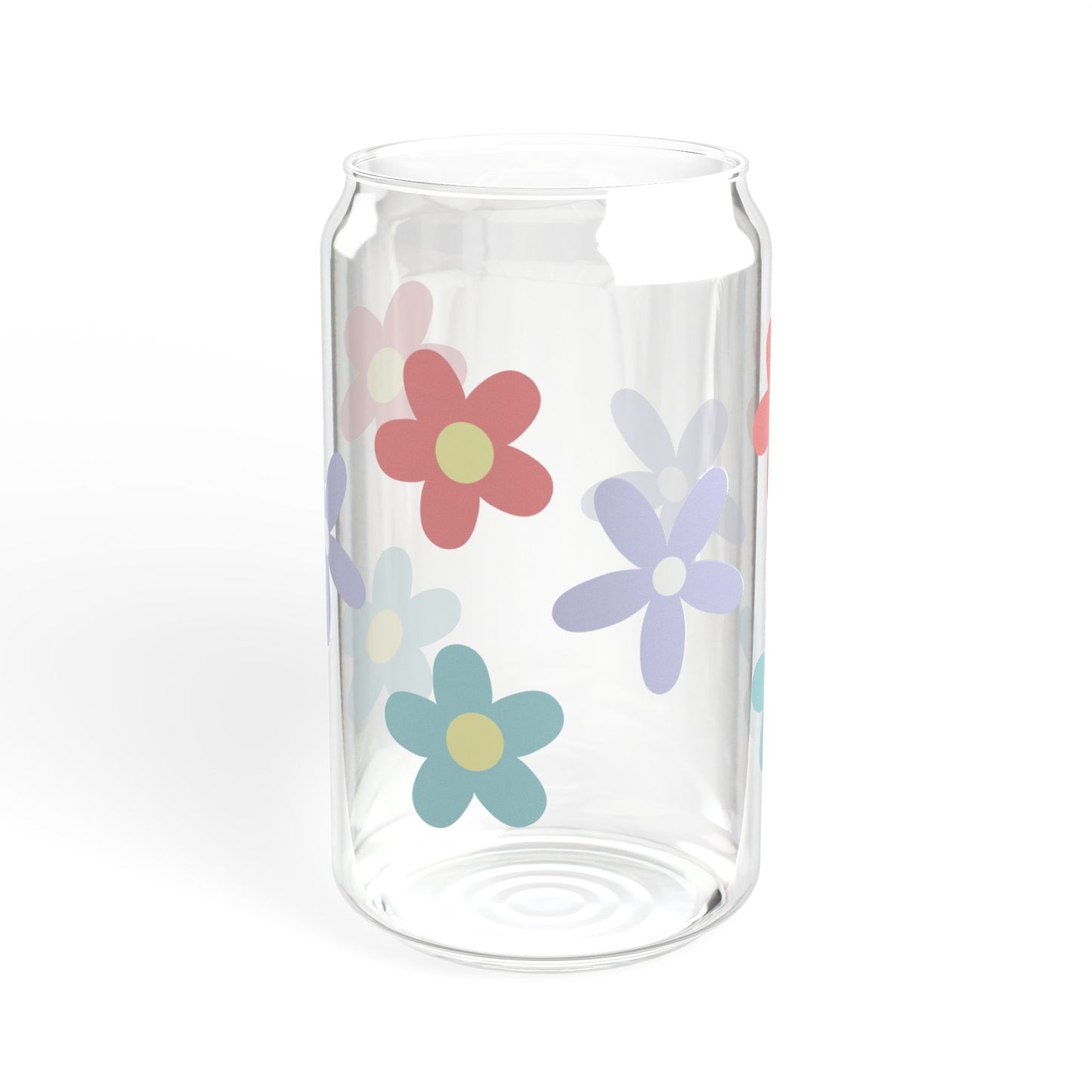 Floral Sipper Glass, 16oz - Eco-Friendly Drinkware, Perfect for Summer Picnics, Gift for Her, Reusable Glass Tumbler, Garden Party Decor