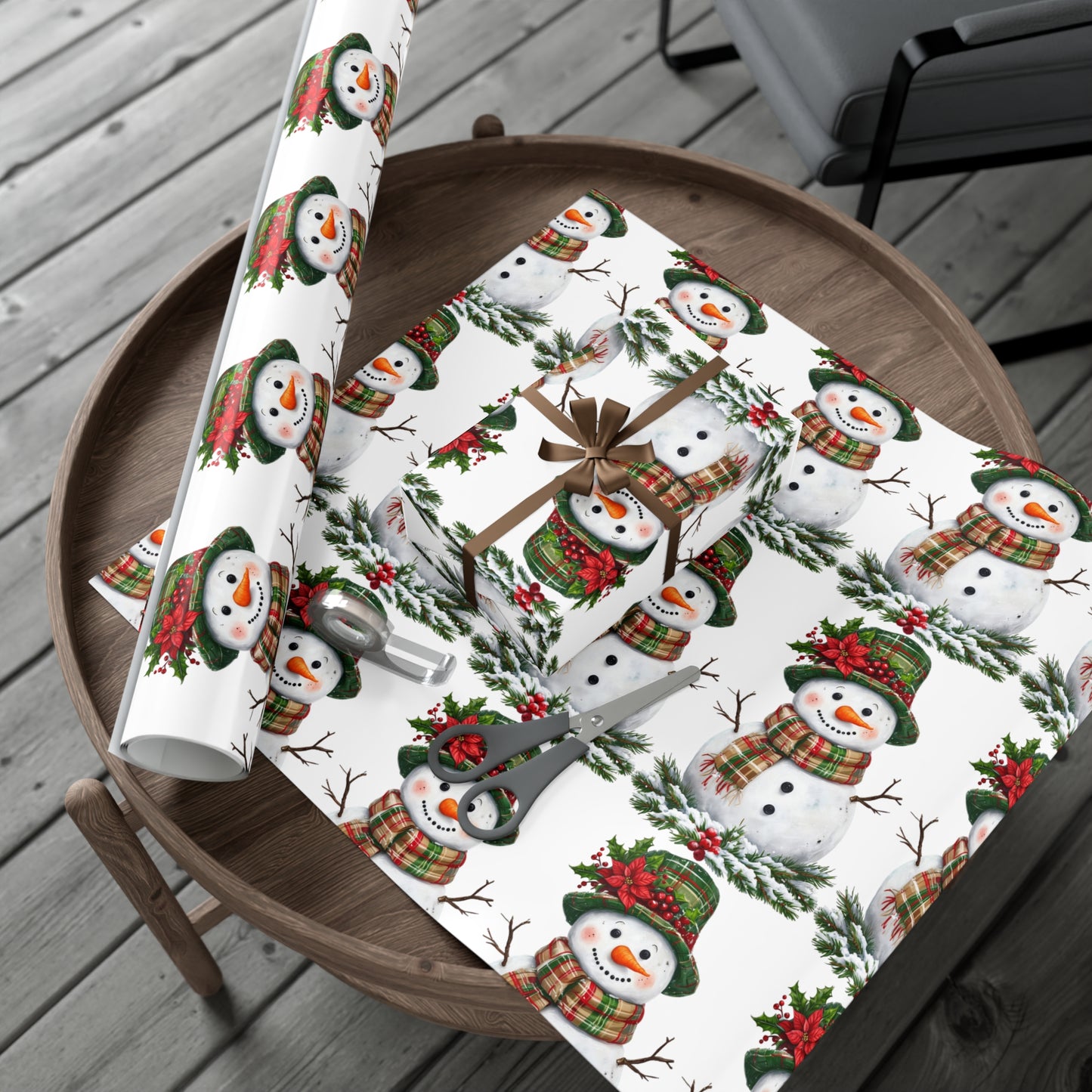 Christmas Gift Wrap Papers - Festive Snowman Design