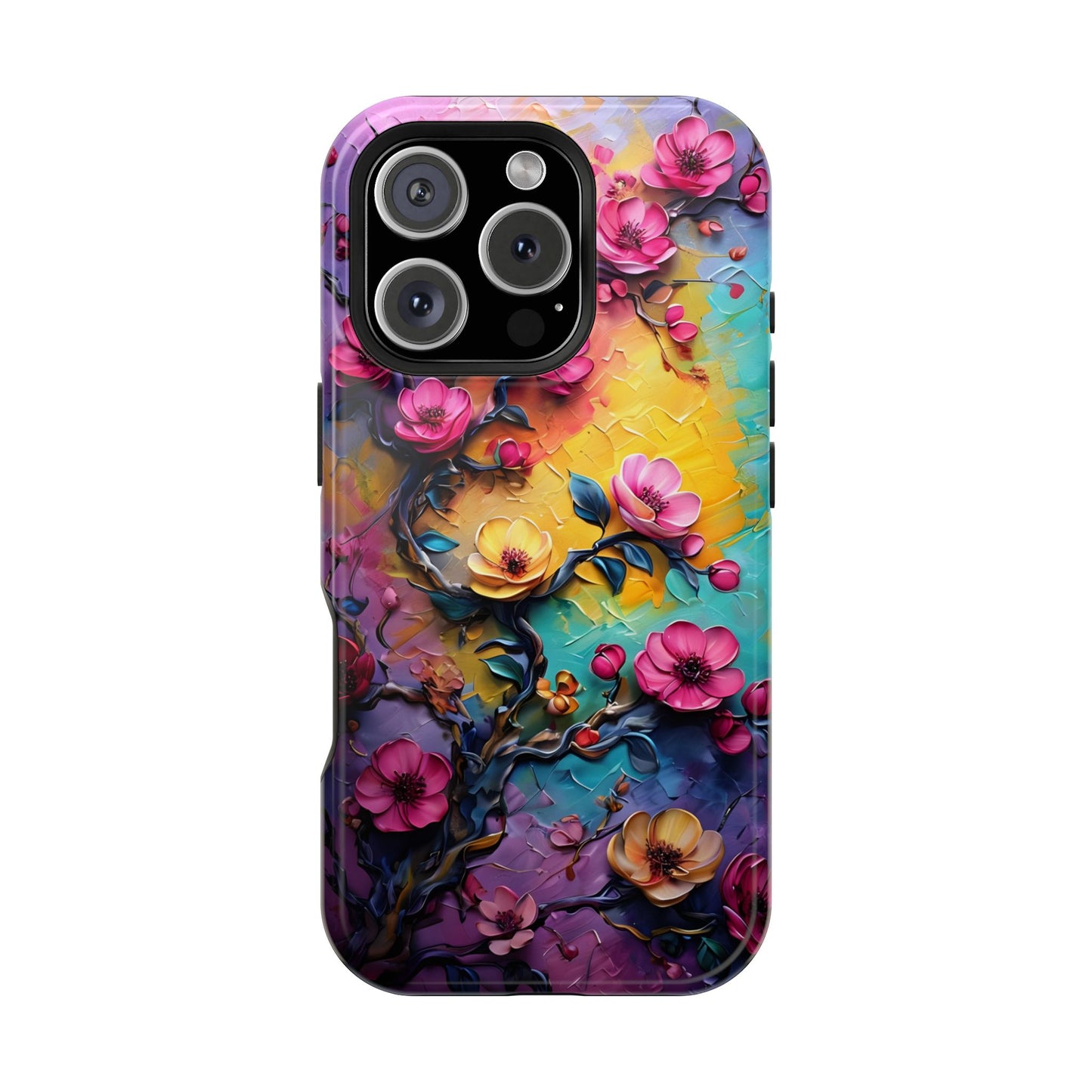 Floral Magnetic Tough Case, Vibrant Phone Cover, Durable Protection, Gift for Flower Lovers, Colorful Floral Design