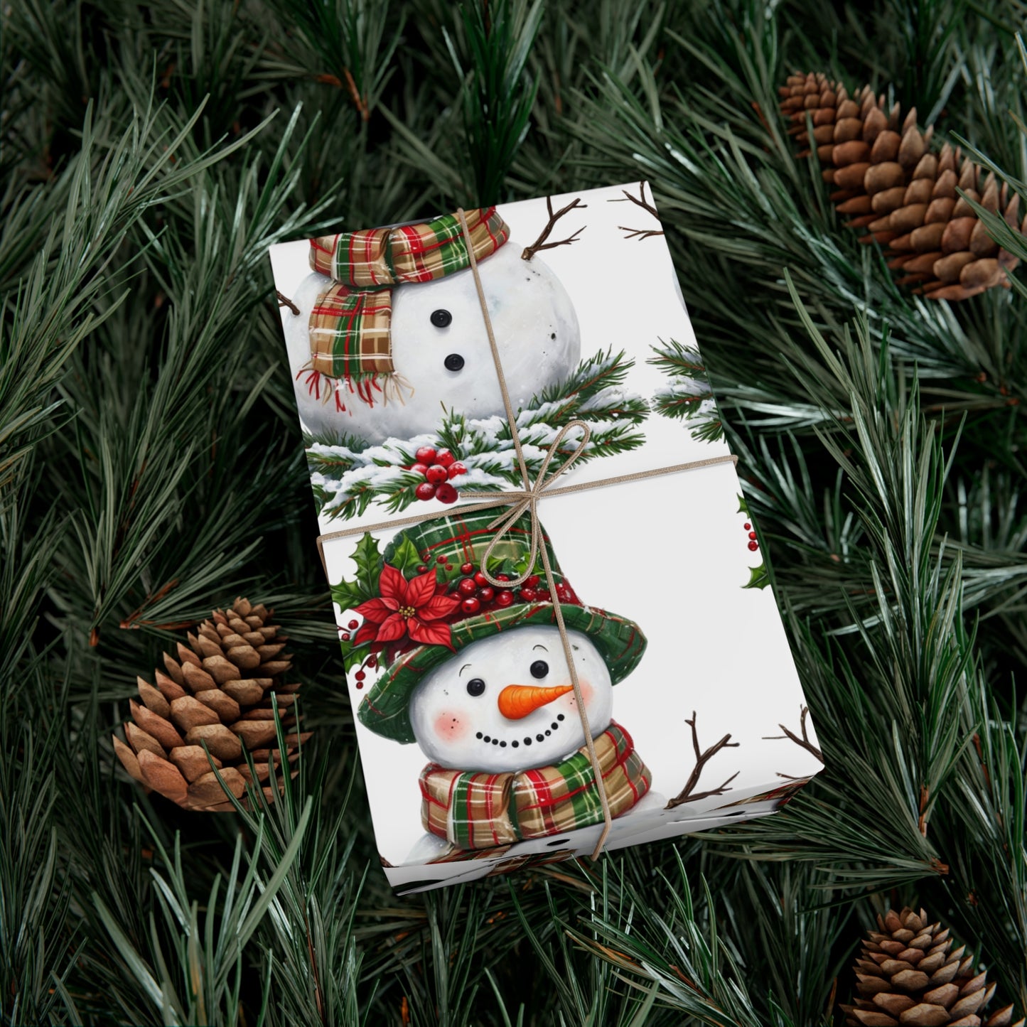 Christmas Gift Wrap Papers - Festive Snowman Design