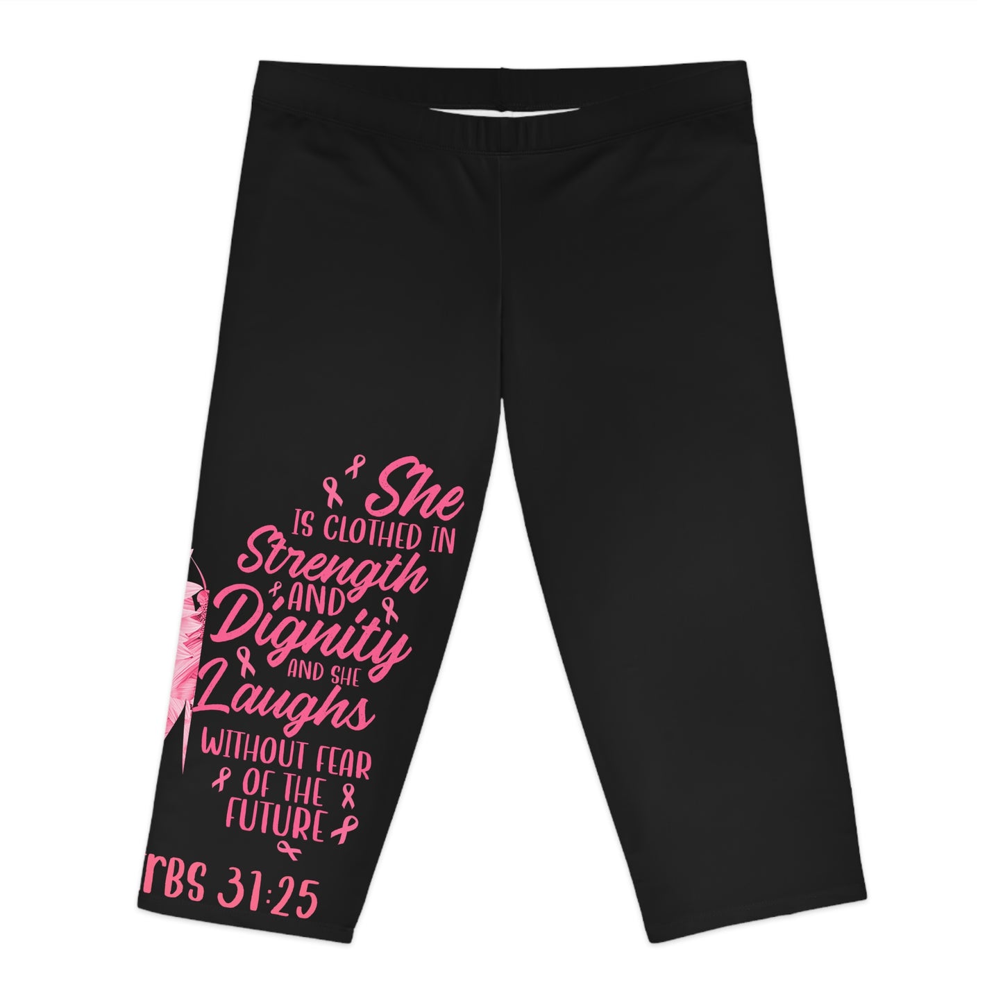 Copy of Inspirational Women’s Capri Leggings - Strength & Dignity Design