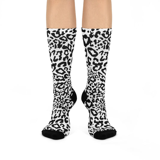 Stylish Leopard Print Cushioned Crew Socks | Comfortable, Trendy Gift for Fashion Lovers, Winter Warmth, Everyday Wear, Footwear