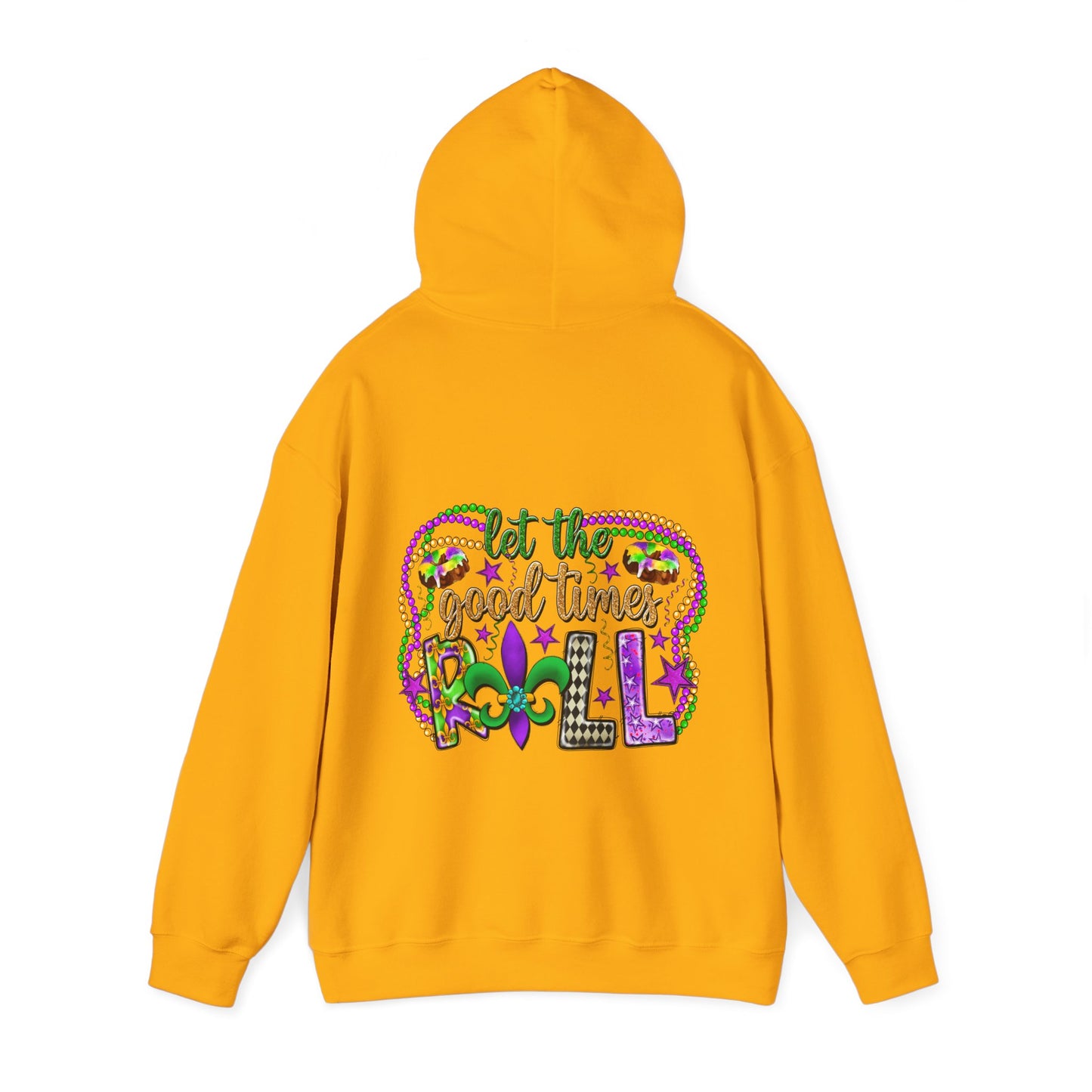 Mardi Gras Celebration Hoodie, Unisex Heavy Blend Sweatshirt, Fun Graphic Pullover, Party Apparel, Carnival Clothing, Festival Outfit