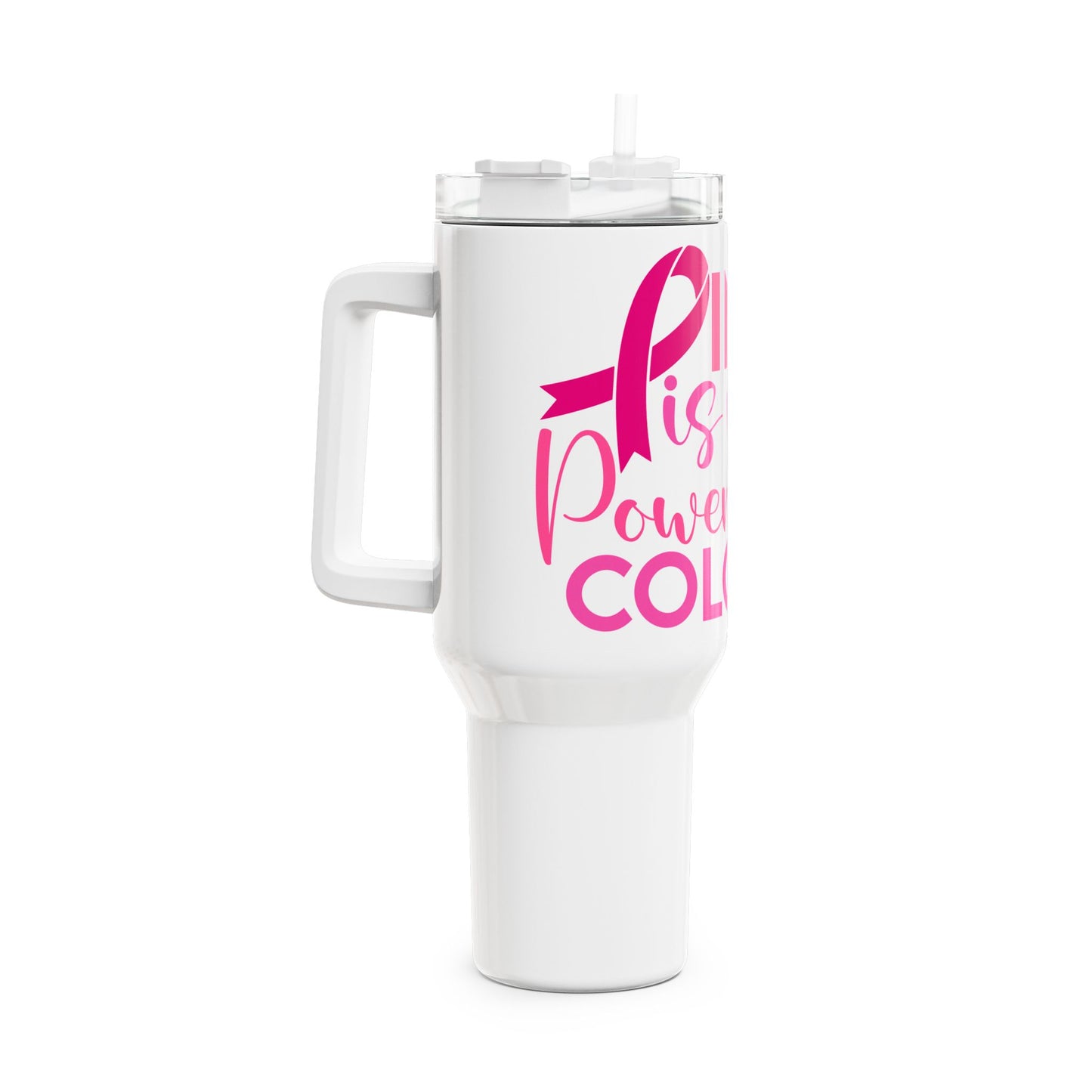 Empowering Pink 40oz Tumbler - Perfect for Breast Cancer Awareness, Gifts, Sports, Travel, and Everyday Hydration, Stylish Drinkware