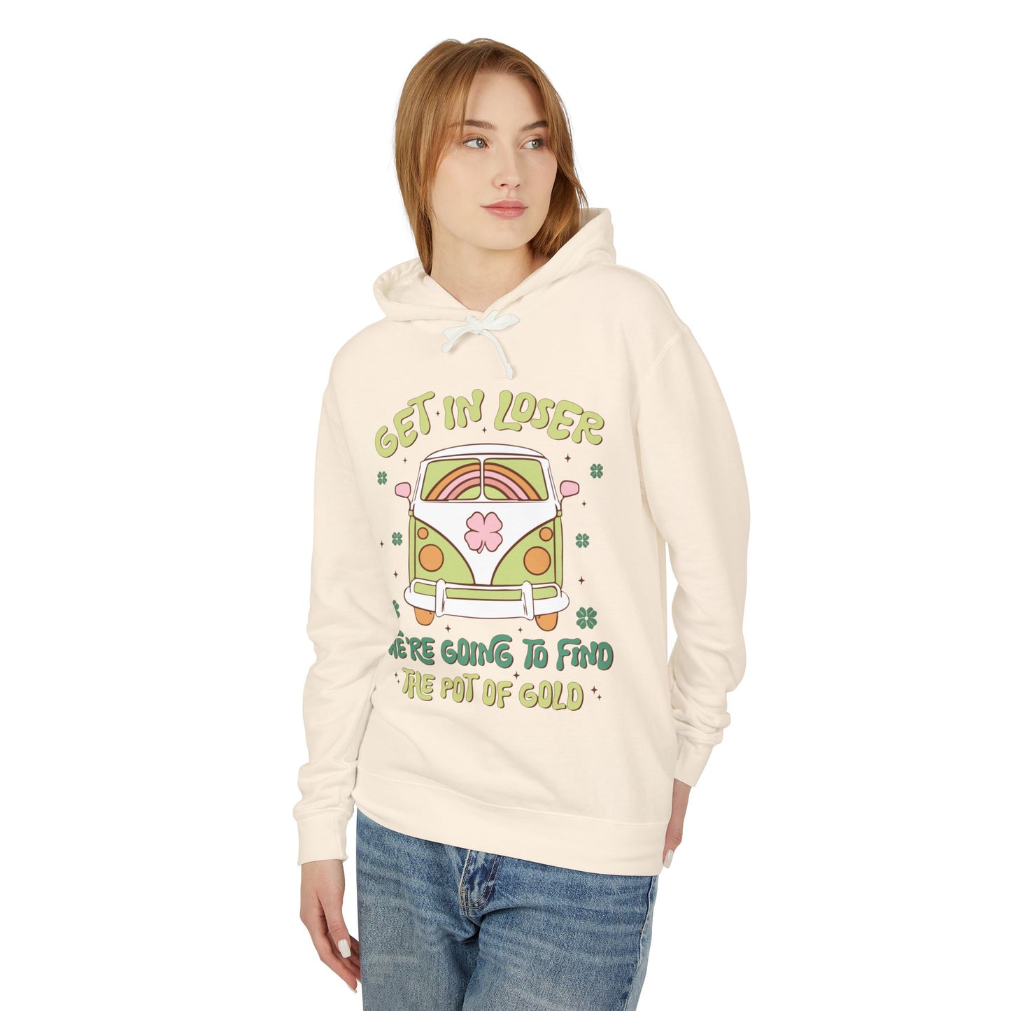 Get In Loser Hoodie, Unisex Lightweight Sweatshirt for Road Trips, St. Patrick's Day, Travel Lovers, Adventure Gear