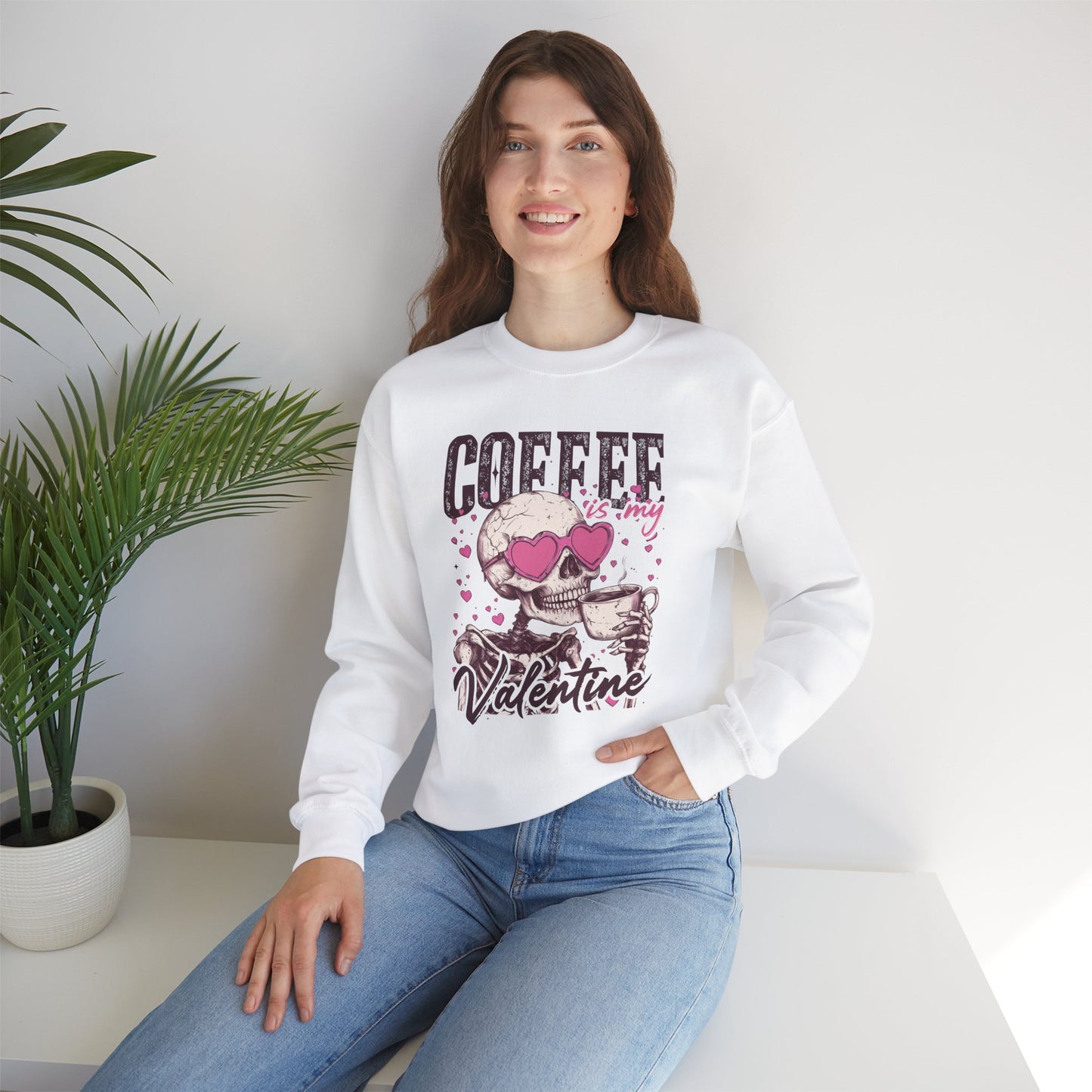 Coffee is My Valentine Crewneck Sweatshirt - Cozy Unisex Pullover for Coffee Lovers