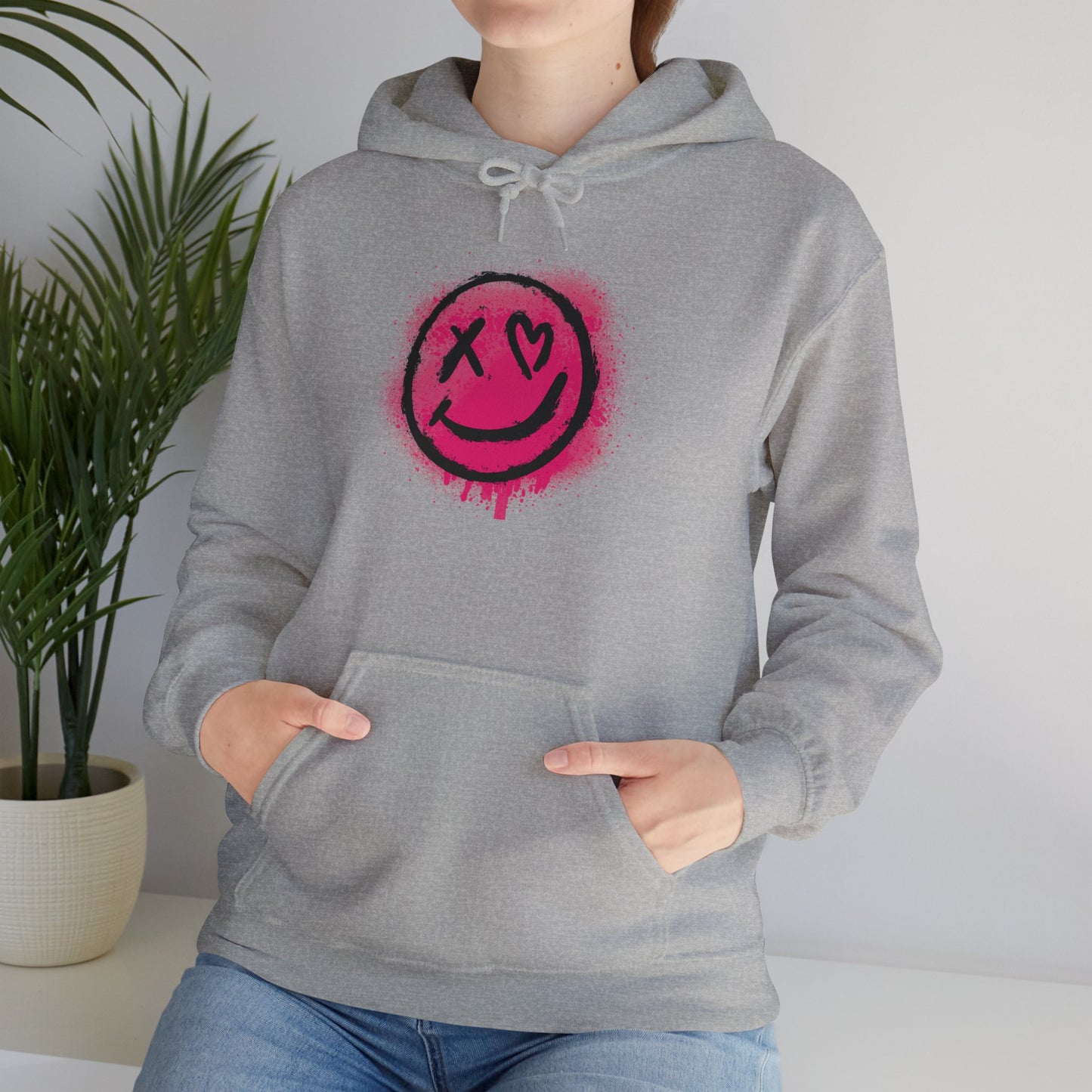 Smiley Hoodie, Cozy Gift for Friends, Streetwear, Casual Vibes, Ideal for Fall, Eye-Catching Design, Heavy Blend Sweatshirt, Unisex Hoodie,