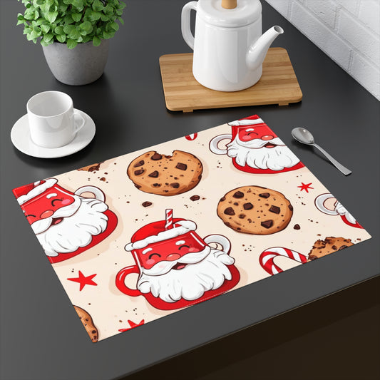 Christmas Placemat, Santa Cookie Fun | Holiday Table Decor, Festive Dining Setup, Santa Mug Design, Holiday Kitchen Decor, Christmas Dining