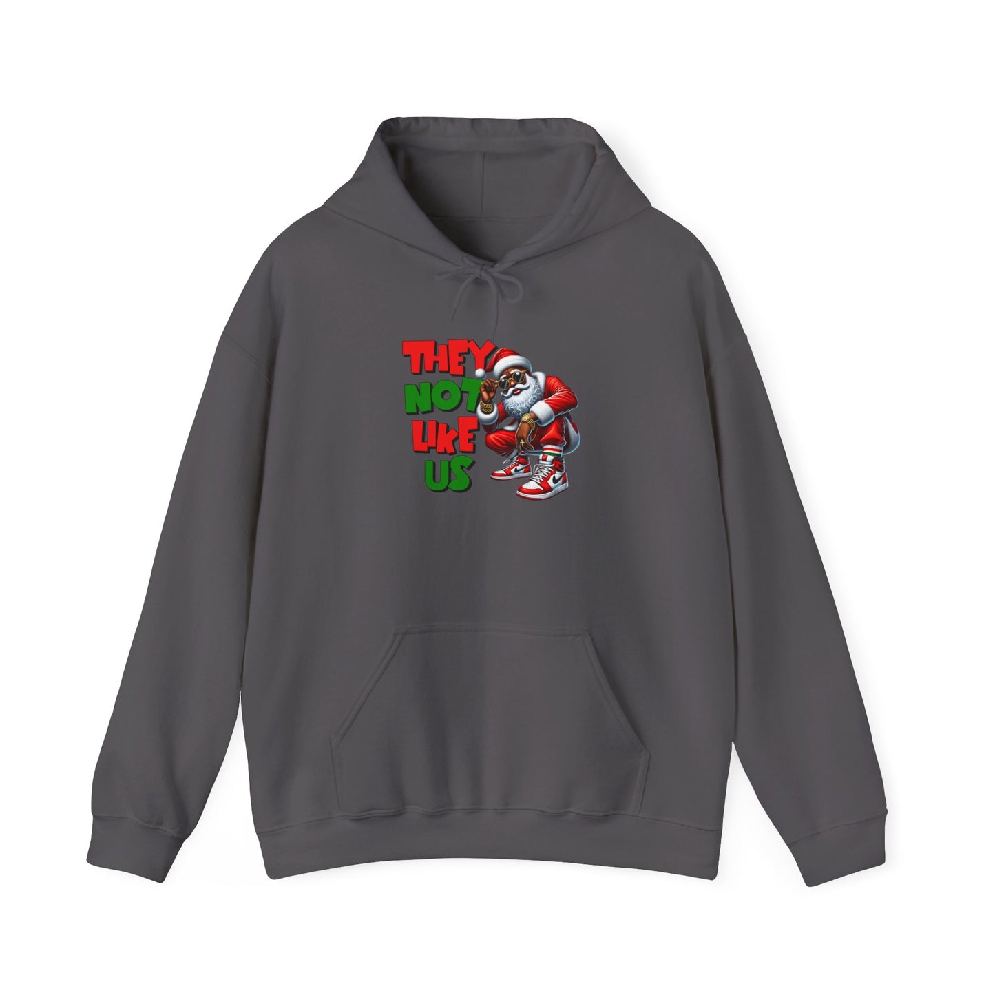 Festive Santa Graphic Hoodie - 'They Not Like Us' Unisex Heavy Blend Sweatshirt