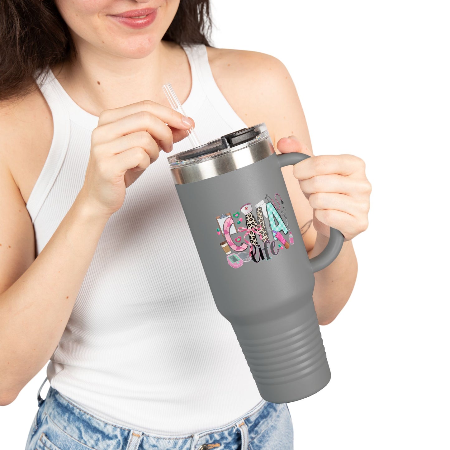 Travel Mug, 40oz 'Glam Life' Design for Medical Professionals, CNA Life