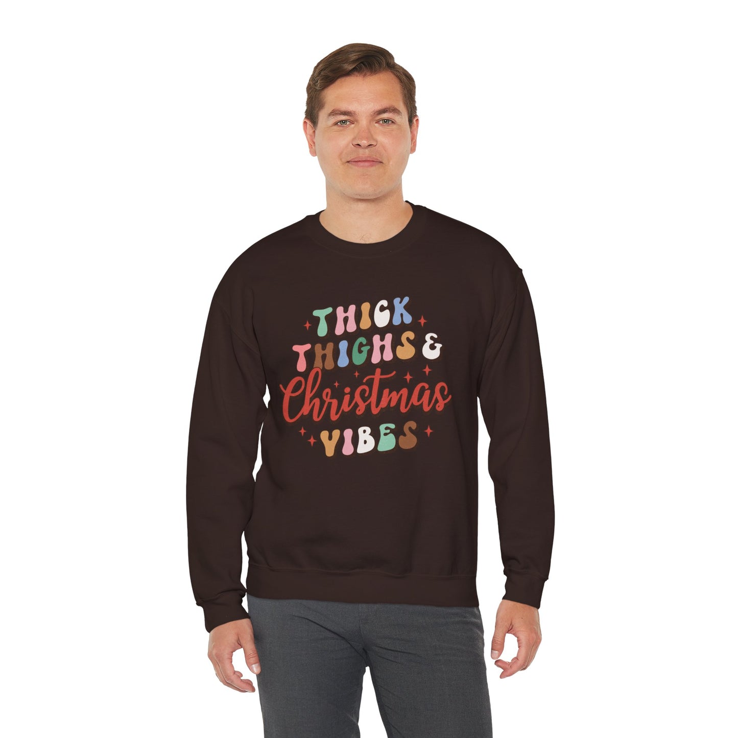 Thick Thighs & Christmas Vibes Sweatshirt, Cozy Holiday Crewneck, Funny Christmas Gift, Unisex Winter Apparel, Cute Christmas