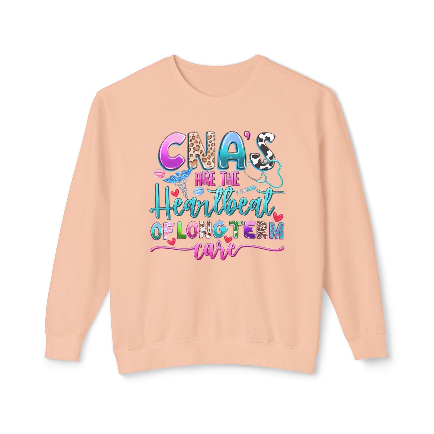 CNA Heartbeat Long-Term Care Sweatshirt, Unisex Crewneck Sweater for Nurses, Gift for Caregivers, Medical Appreciation Apparel