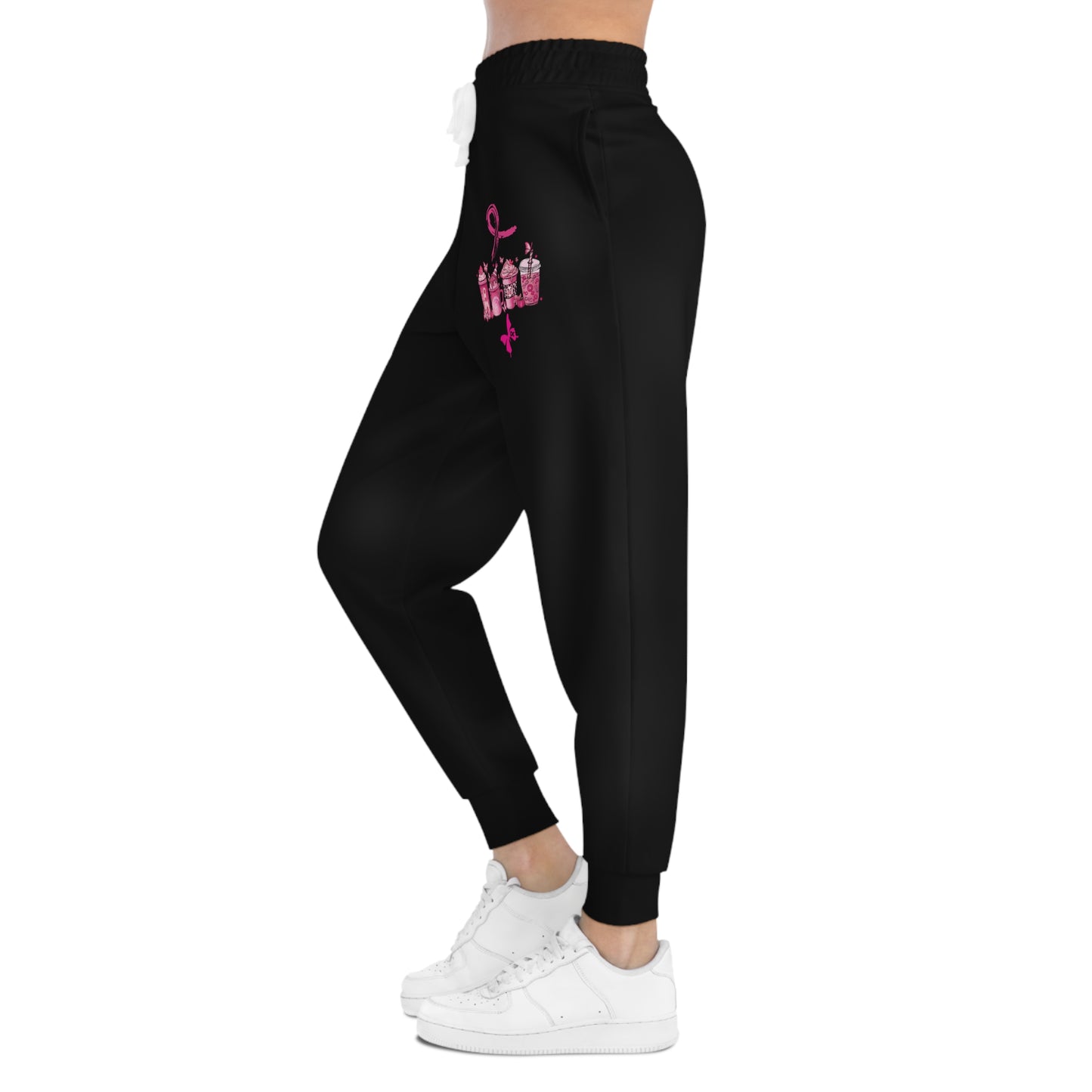 Empowering Pink Athletic Joggers - Activewear Workout Pants for Fitness Lovers, Cozy Lounge Joggers, Breast Cancer Awareness, Women's Yoga