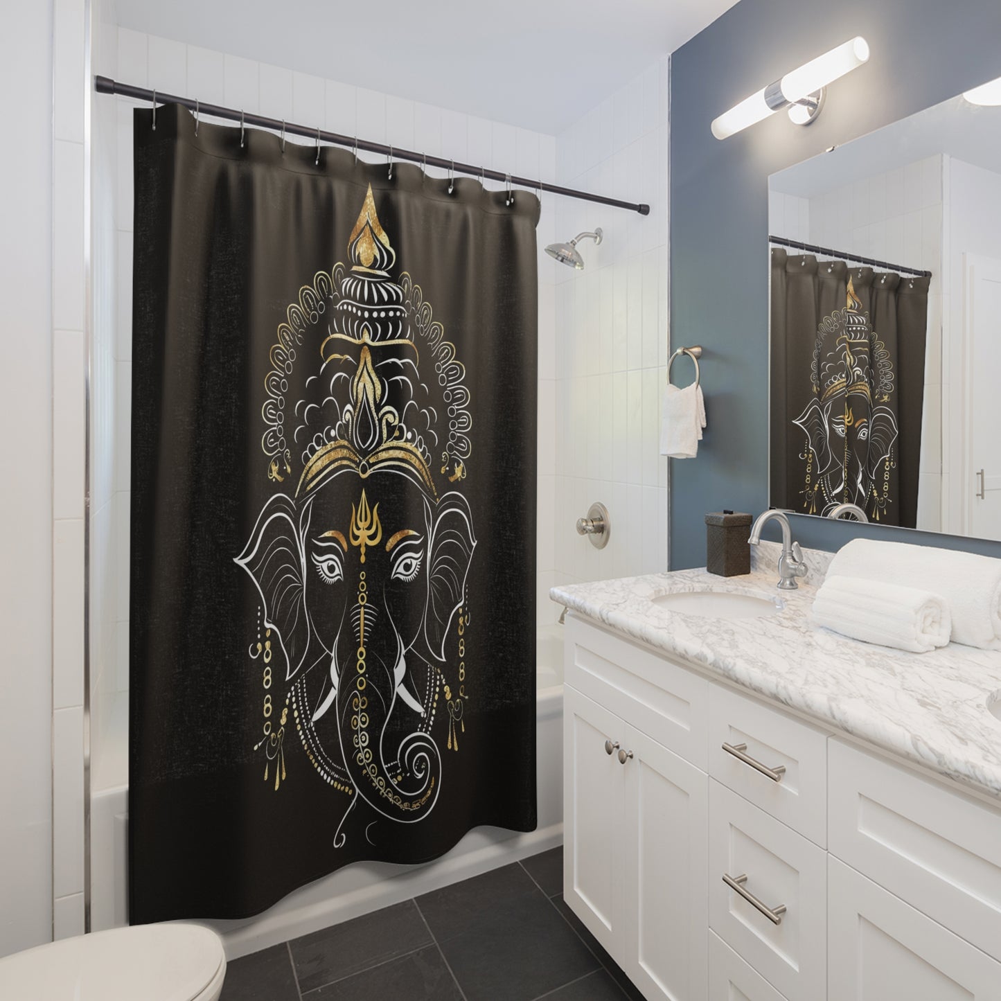 Elegant Ganesha Shower Curtain - Spiritual Home Decor for Tranquil Bathrooms