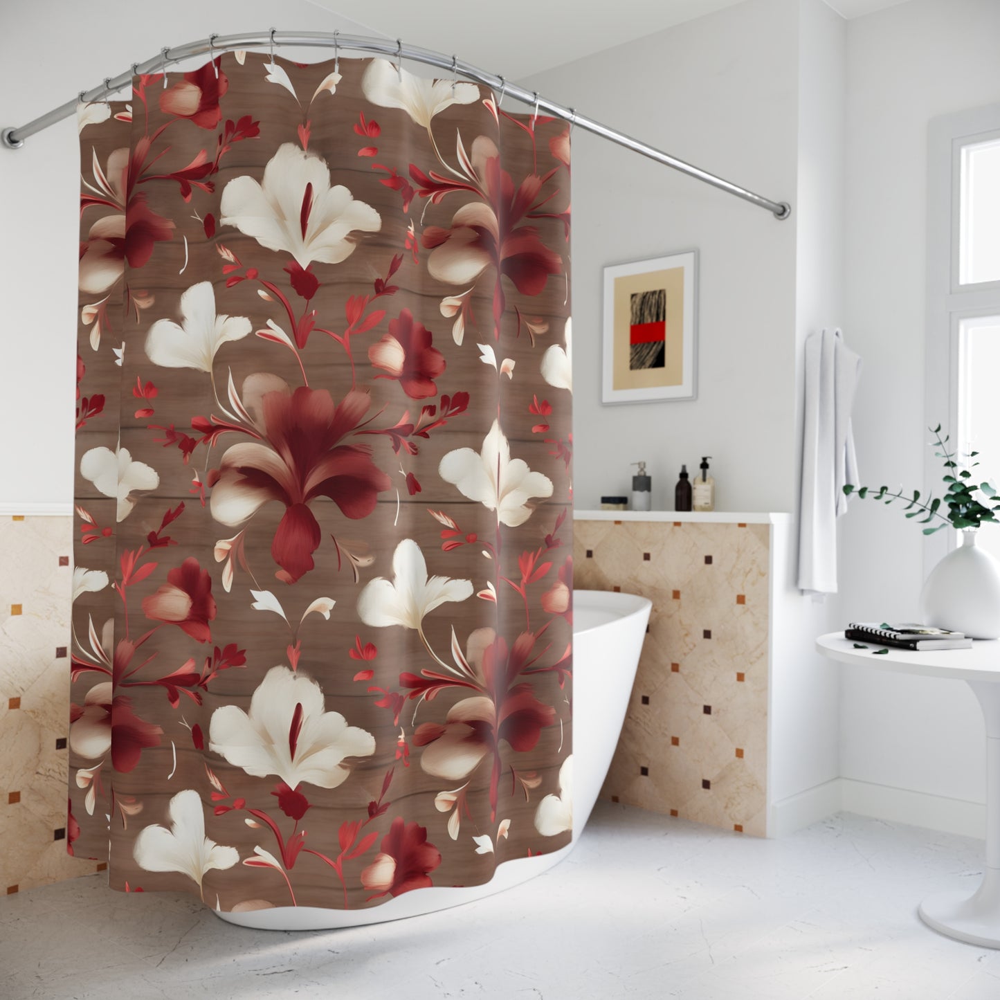 Elegant Floral Shower Curtain for Stylish Bathrooms, Home Decor, Spring Refresh, Gift for Her, Wedding, Modern Aesthetic