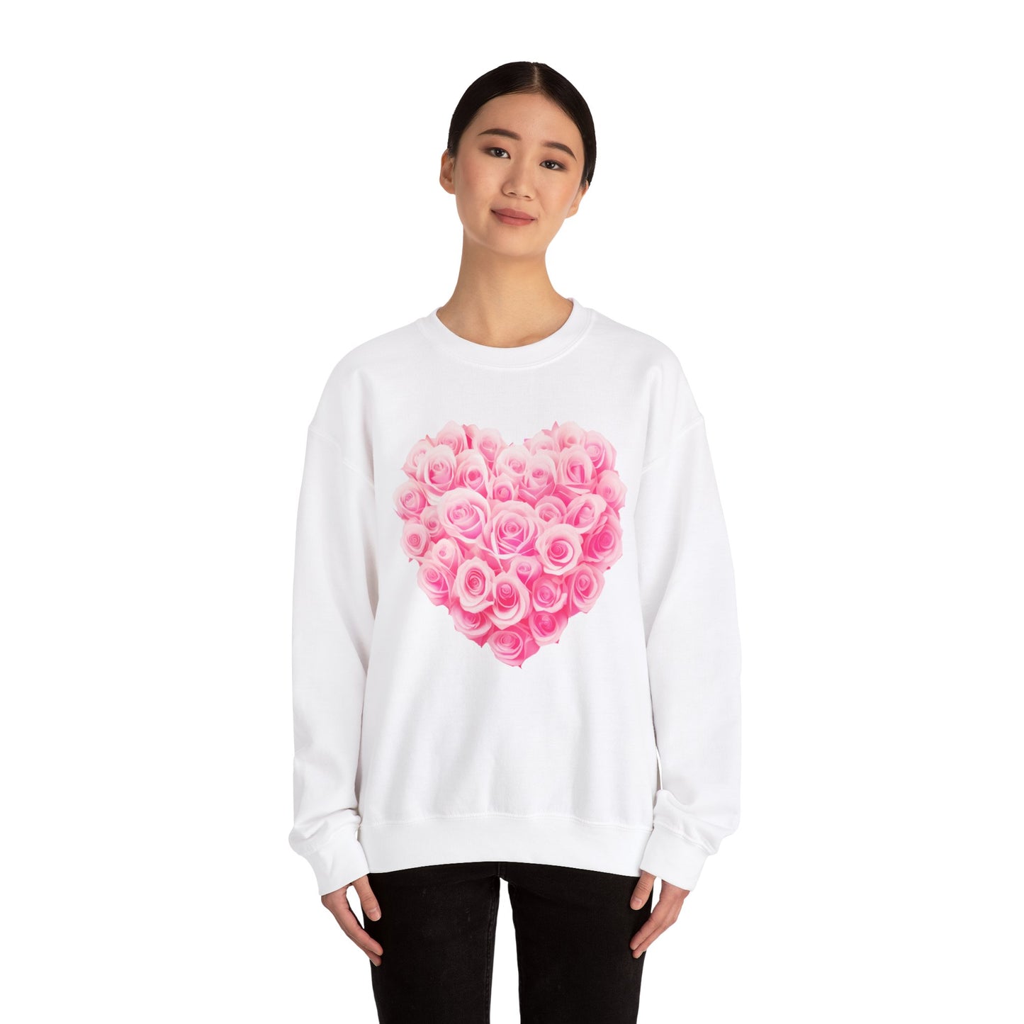 Romantic Rose Heart Sweatshirt - Unisex Heavy Blend™ Crewneck