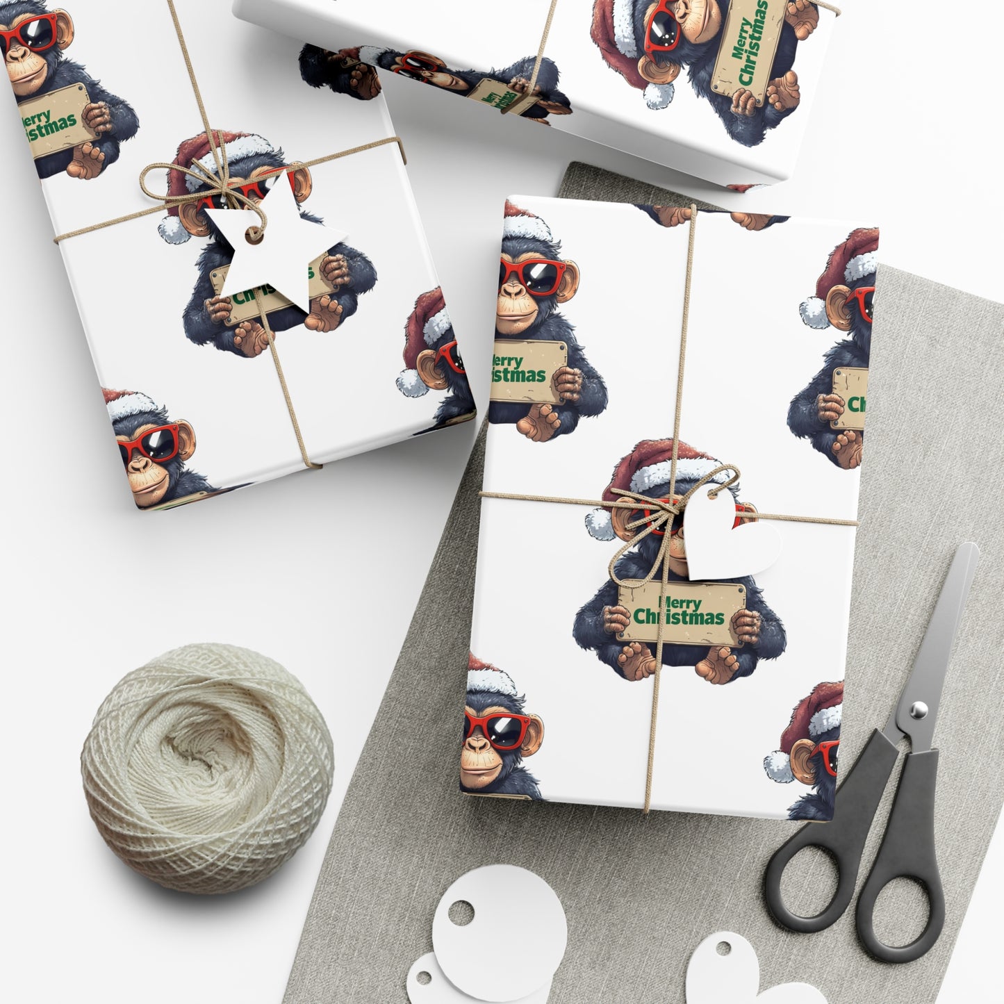 Whimsical Monkey Holiday Wrapping Paper, Gift Wrap Papers, Christmas Wrapping Paper, Festive Present Wrap, Unique Holiday Wrap