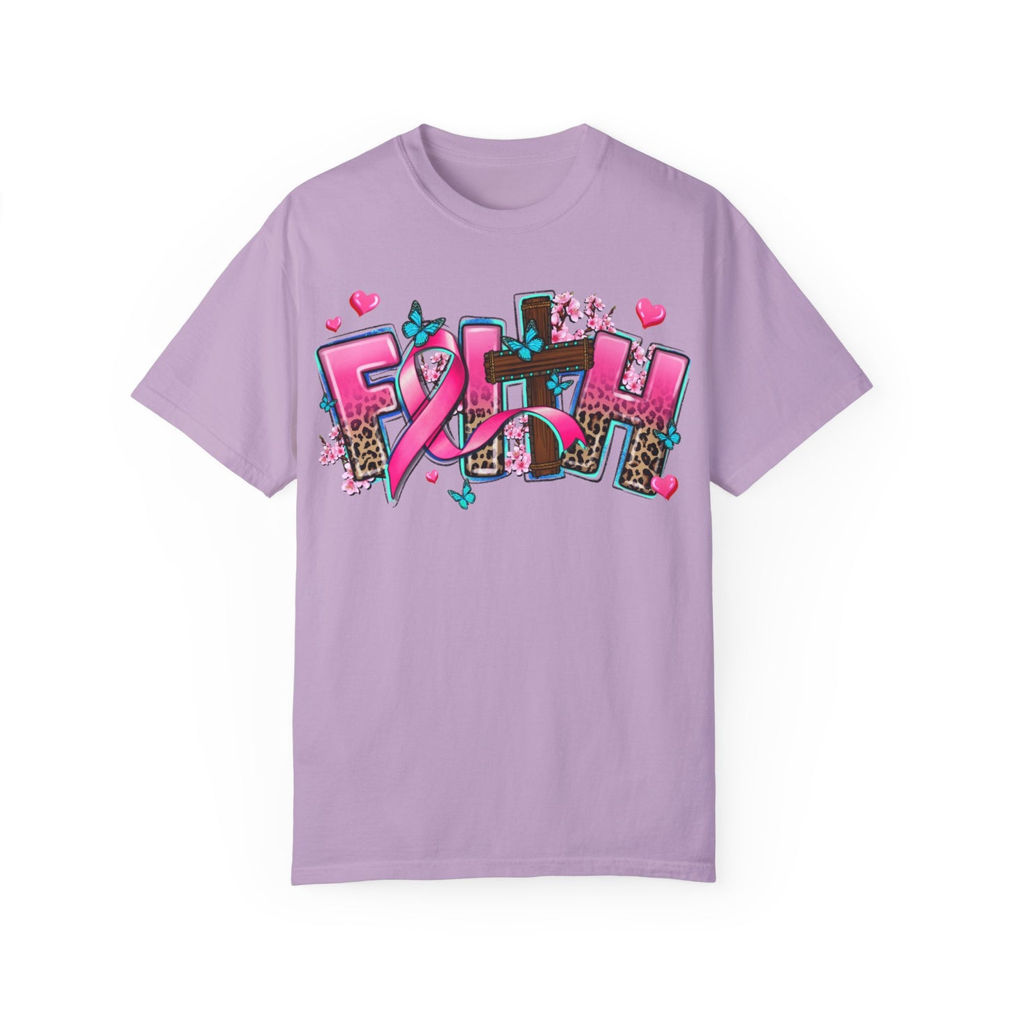 Faith Graphic Unisex Garment-Dyed T-Shirt - Inspirational Pink Design