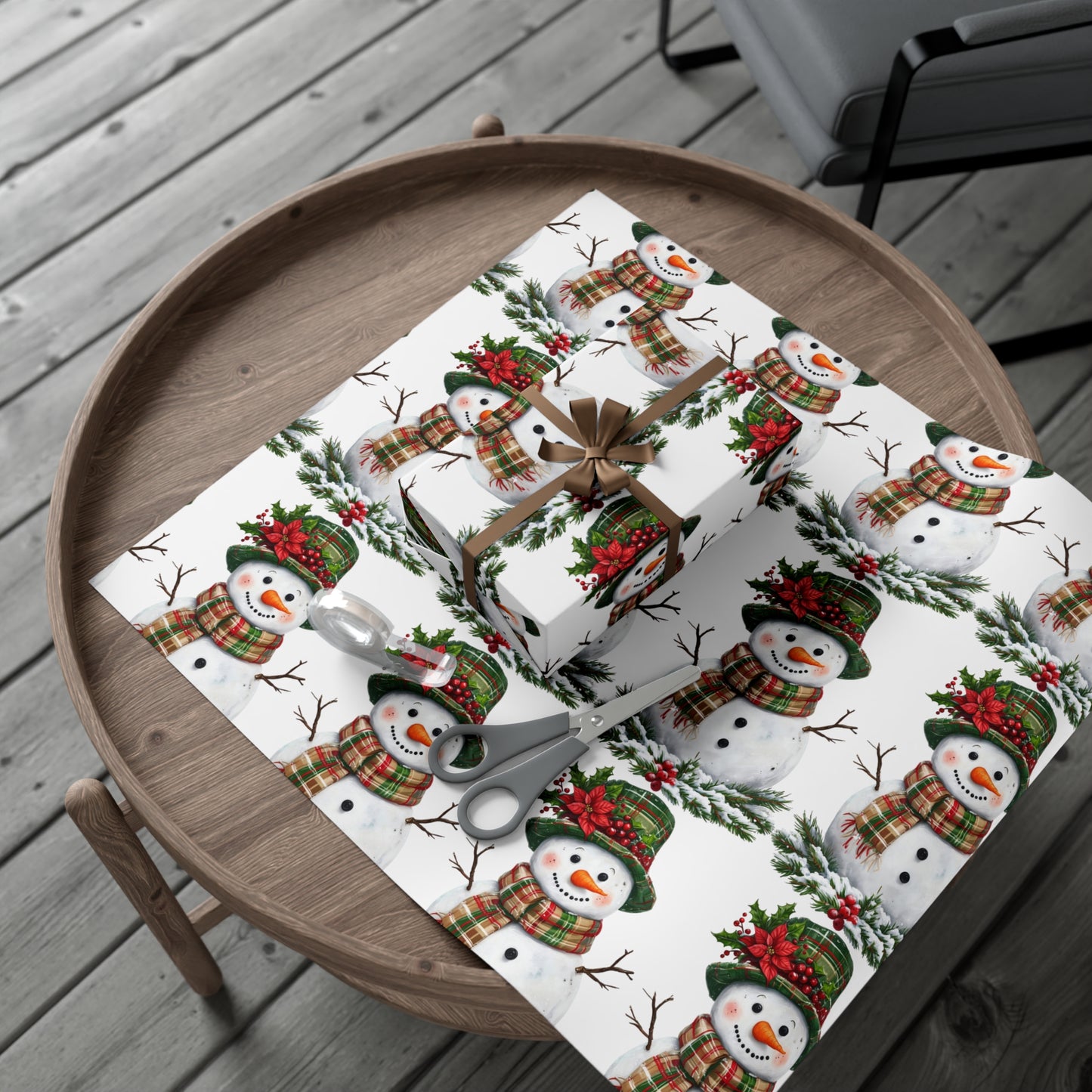 Christmas Gift Wrap Papers - Festive Snowman Design