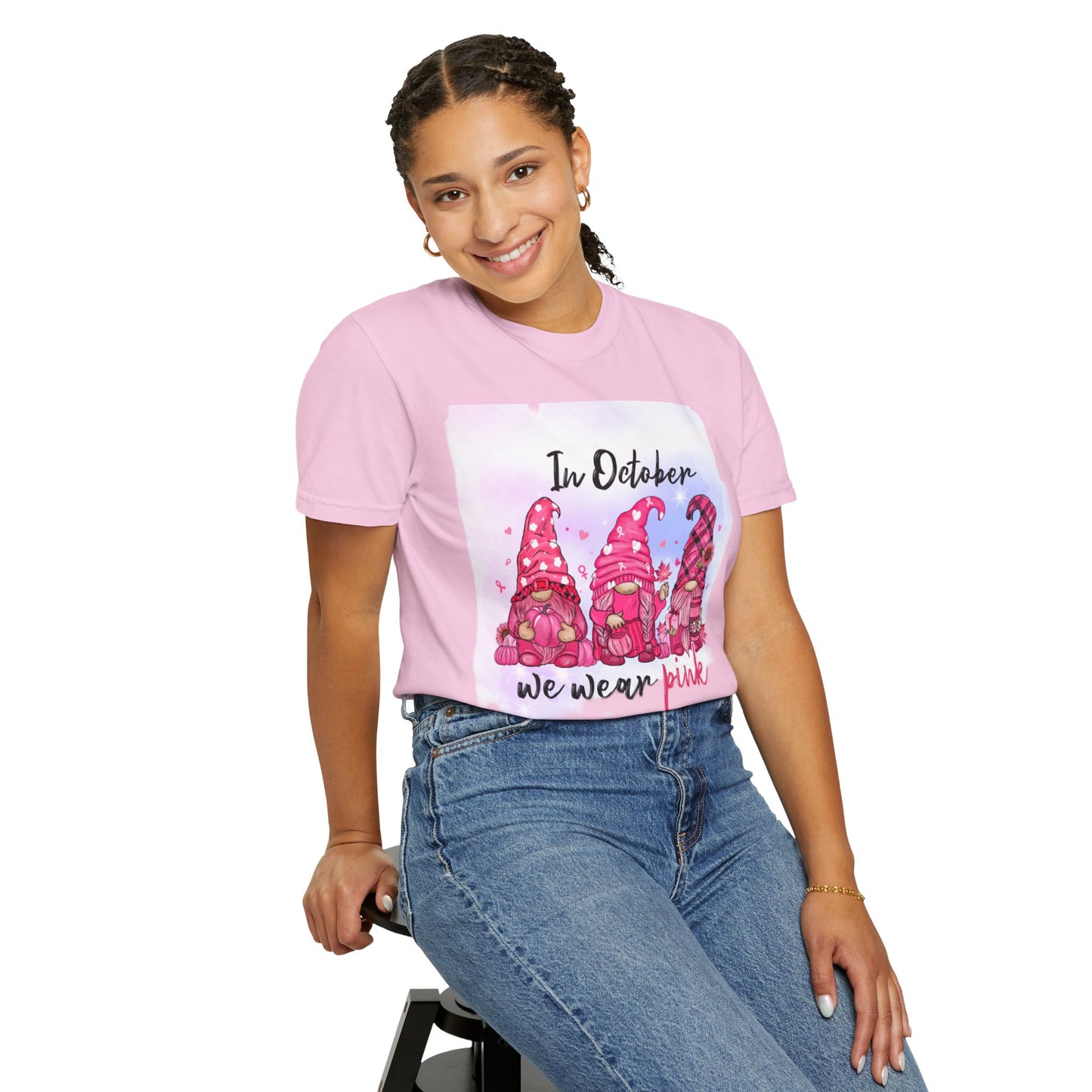 In October We Wear Pink T-Shirt, Breast Cancer Awareness Shirt, Gift for Her, Cute Fall Tee, Unisex Casual Top