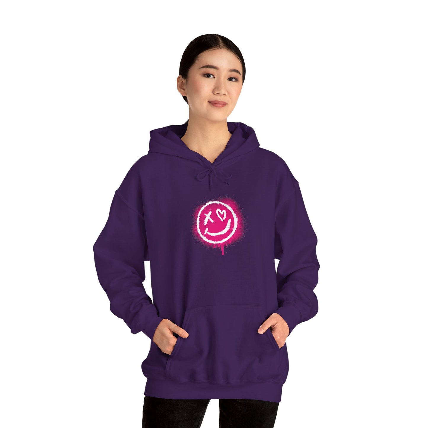 Smile & Change Unisex Heavy Blend Hoodie, Cozy Layer for Daily Wear, Gift for Friends, Self-Expression Apparel, Casual Fashion