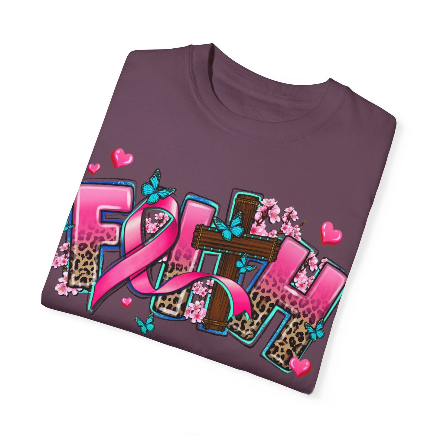 Faith Graphic Unisex Garment-Dyed T-Shirt - Inspirational Pink Design