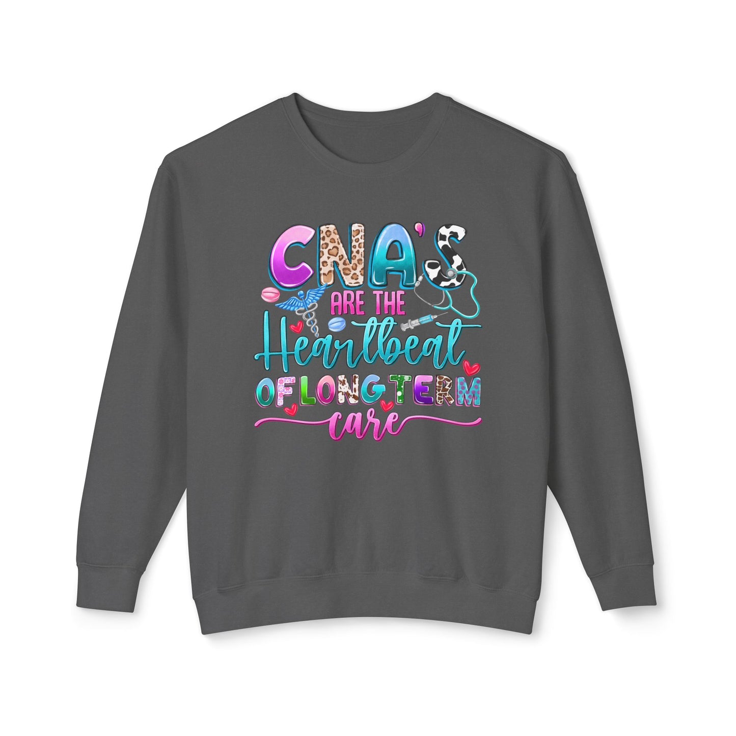 CNA Heartbeat Long-Term Care Sweatshirt, Unisex Crewneck Sweater for Nurses, Gift for Caregivers, Medical Appreciation Apparel