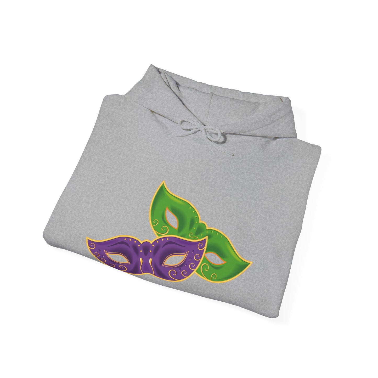 Mardi Gras Celebration Hoodie, Unisex Heavy Blend Sweatshirt, Fun Graphic Pullover, Party Apparel, Carnival Clothing, Festival Outfit