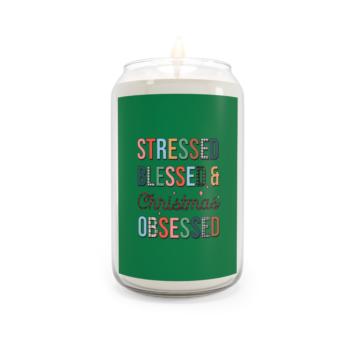 Christmas Aromatherapy Candle, Stressed Blessed & Christmas Obsessed, Holiday Gift, Cozy Home Decor, Festive Scented Candle, Relaxing Candle