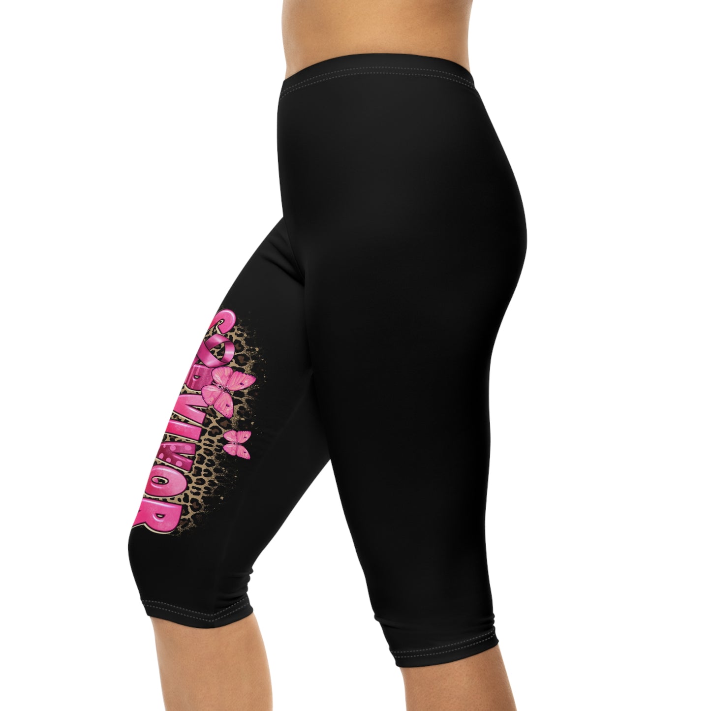 Stylish Women's Capri Leggings with 'Savior' Butterfly Design