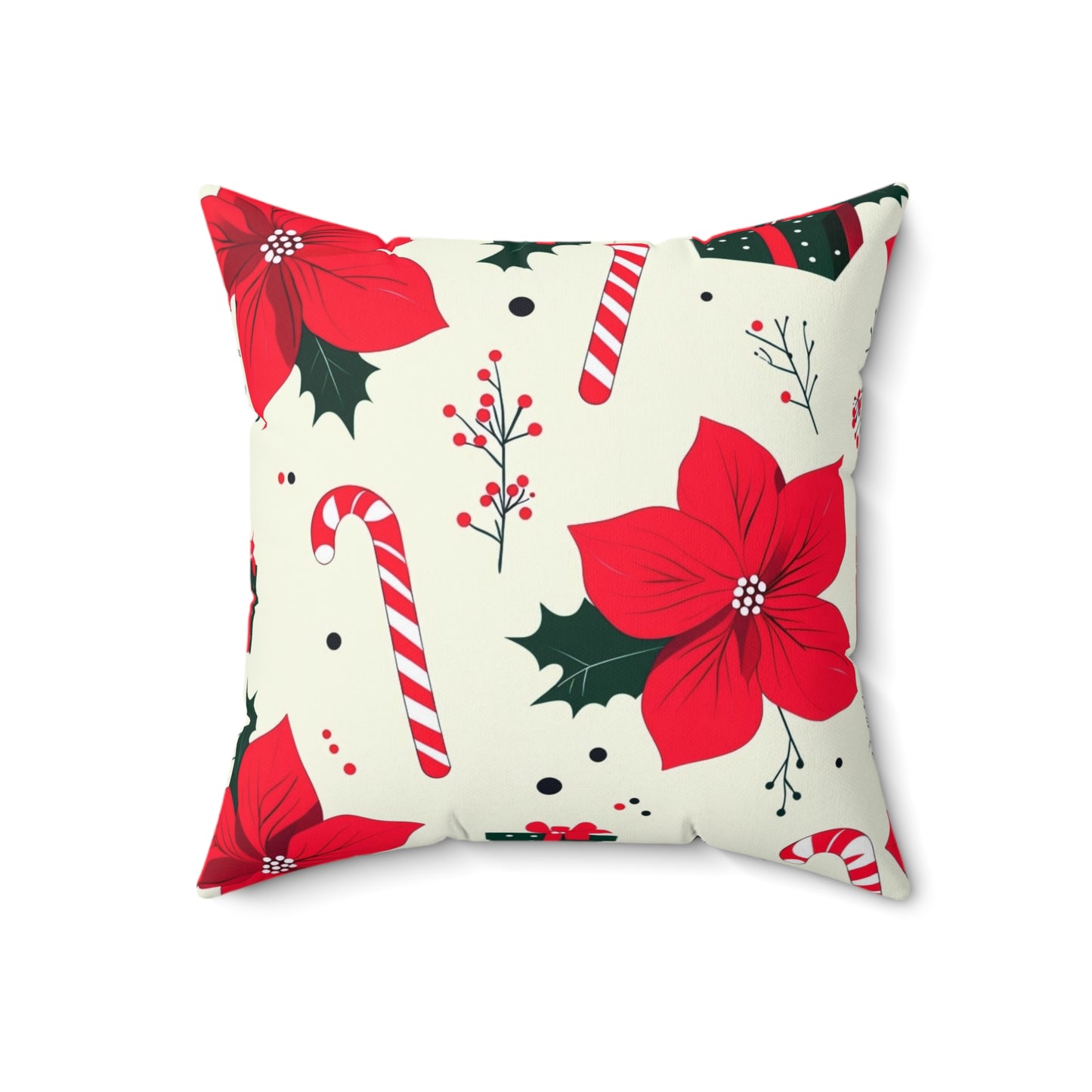 Festive Holiday Pillow - Christmas Floral Accent Cushion for Living Room, Gift for Home Decor, Cozy Winter Vibes