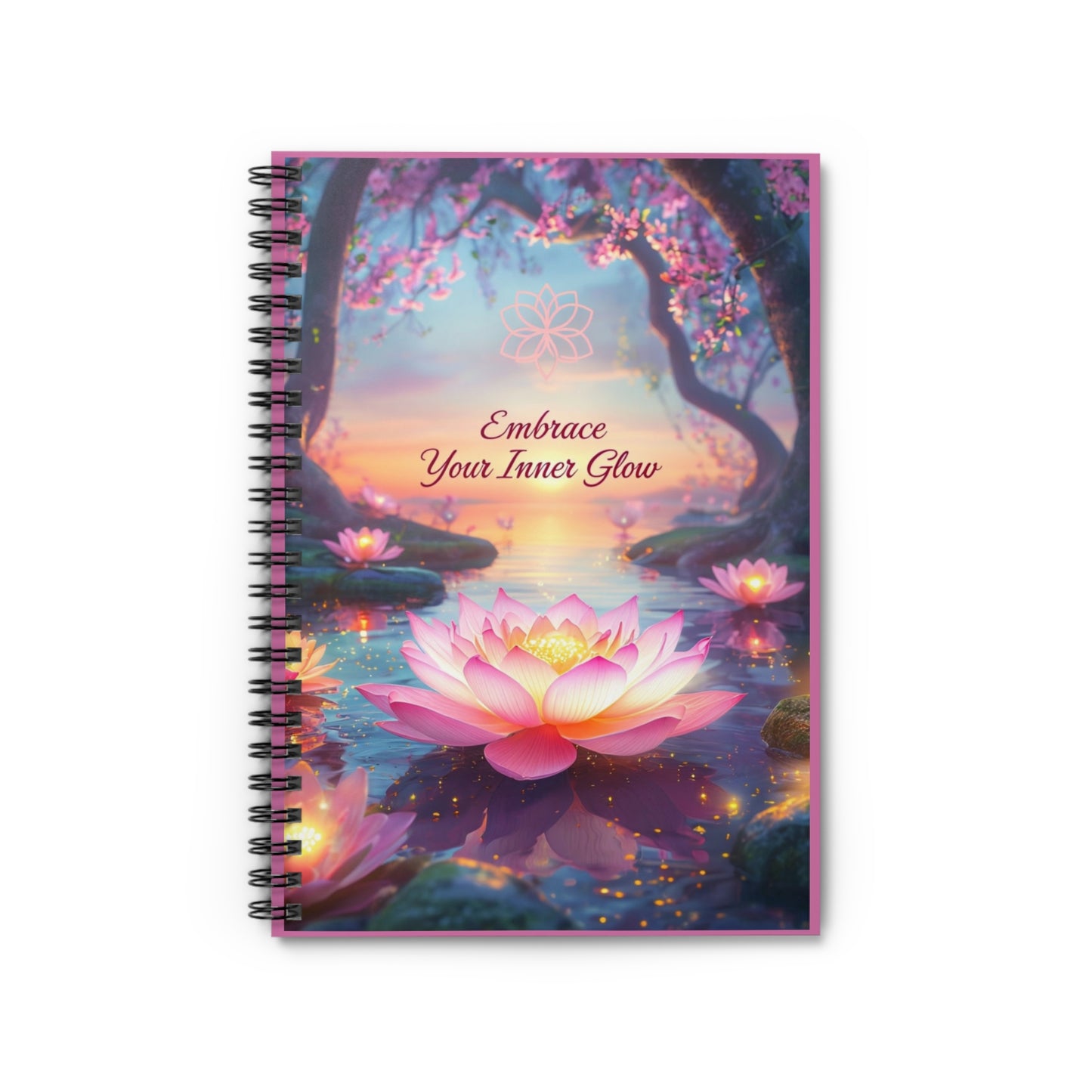 Embrace Your Inner Glow Spiral Notebook - Inspirational Journal, Gift for Mindfulness, Meditation, Yoga, Flower Art