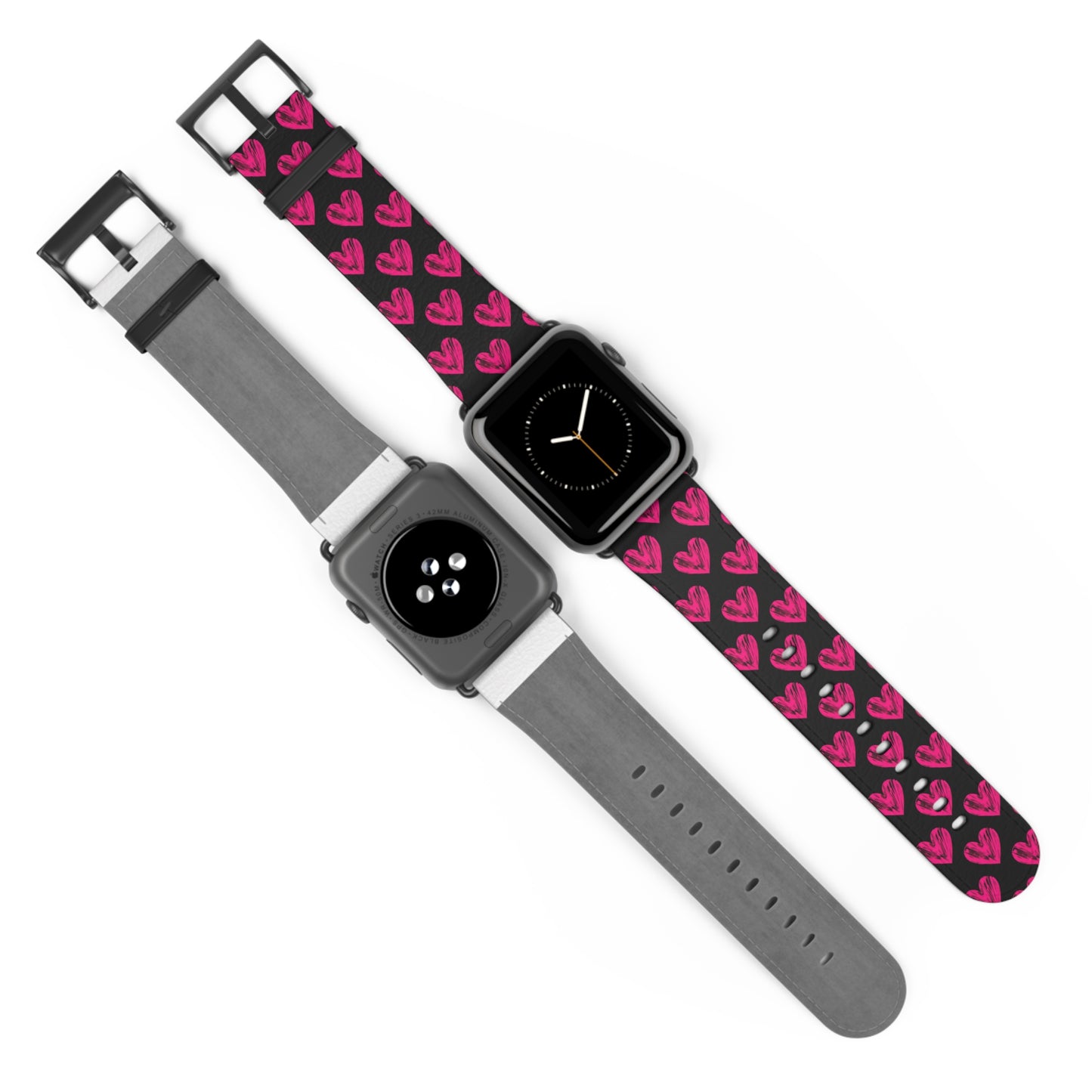 Heart Pattern Watch Band, Cute Smartwatch Strap, Pink Hearts Fitness Tracker Band, Valentine's Gift, Stylish Accessory