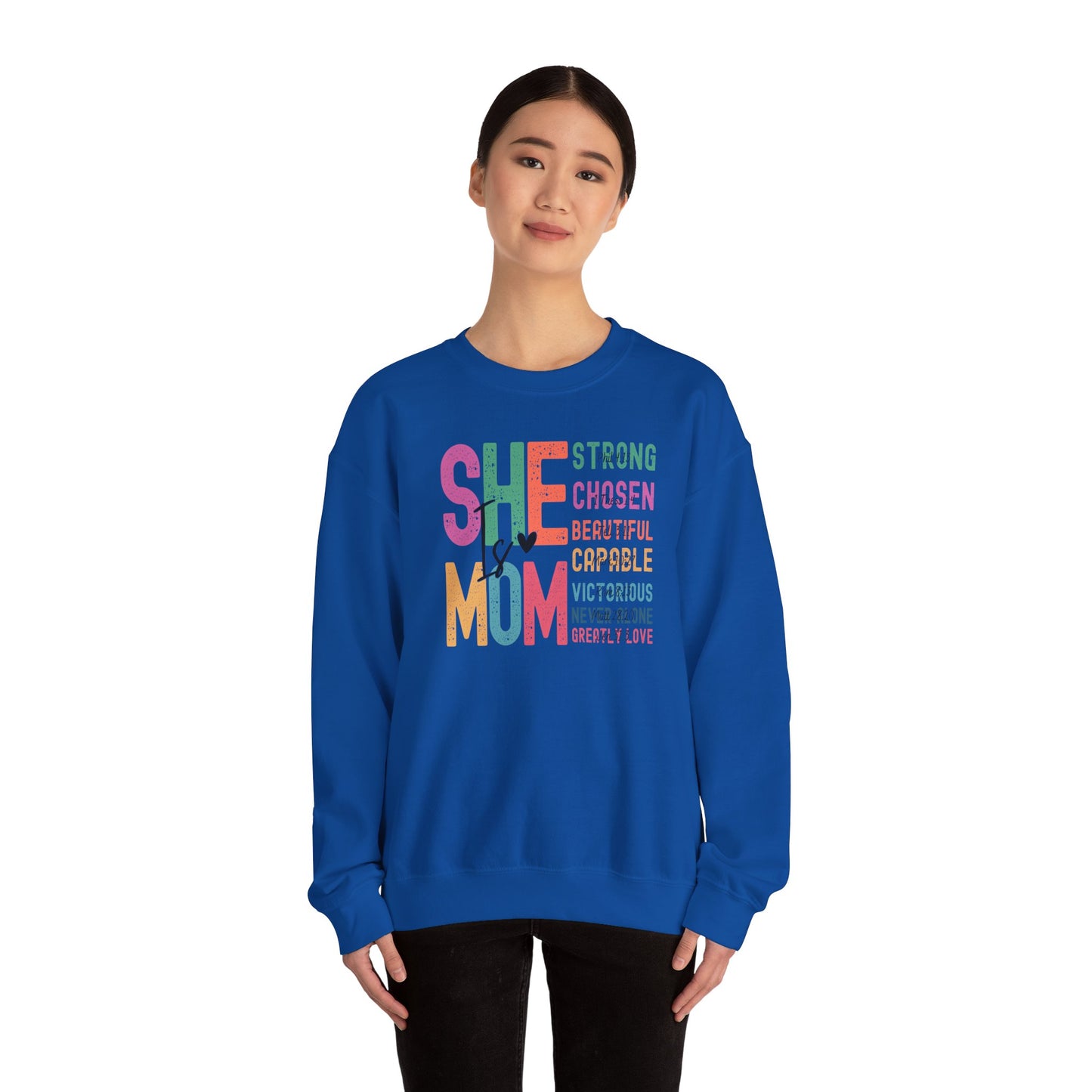 She Is Mom Sweatshirt, Inspirational Crewneck, Mother's Day Gift, Cozy Pullover for Moms, Unique Mom Appreciation Gift