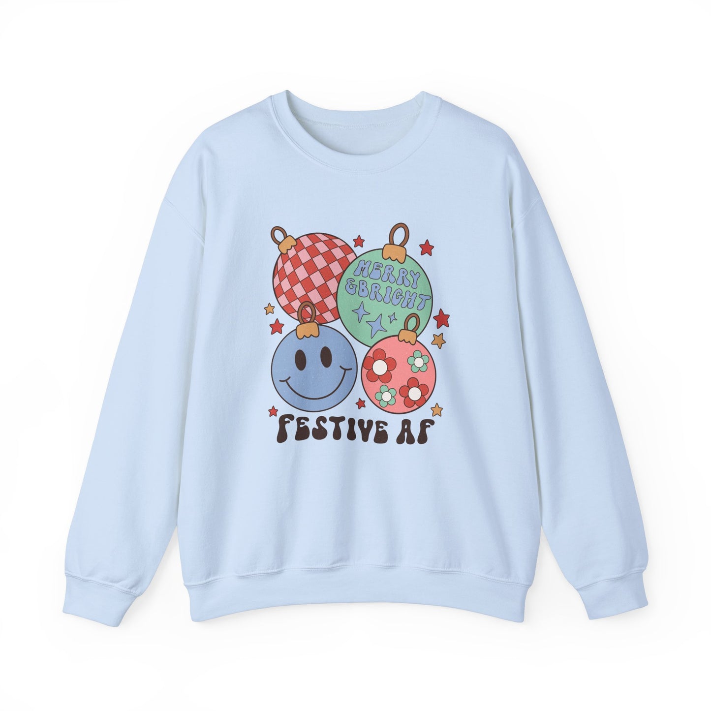 Festive AF Christmas Sweatshirt, Unisex Holiday Crewneck, Merry & Bright Winter Wear, Cozy Christmas Gift, Fun Seasonal