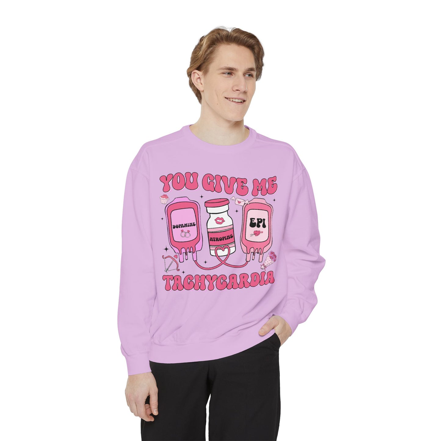 Heartbeat Sweatshirt, Cute 'You Give Me Tachycardia', Cozy Pullover, Valentine's Day Gift, Trendy Top