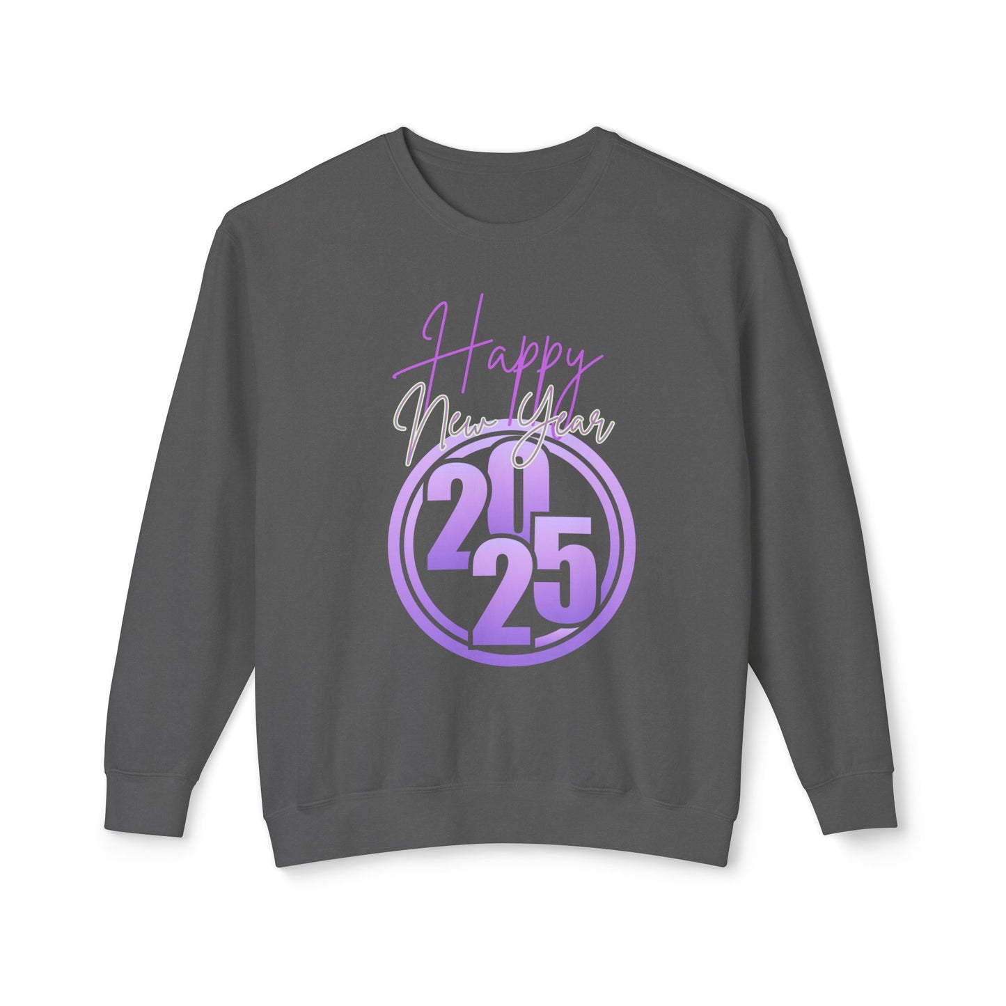 Happy New Year 2025 Unisex Lightweight Crewneck Sweatshirt, Cozy Casual Wear, Perfect NYE Gift, Celebration Apparel, Winter Layering