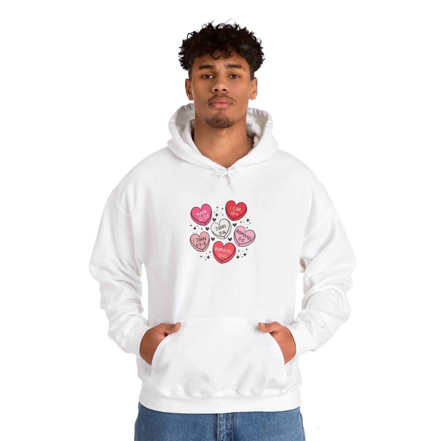 Love Heart Motif Hoodie - Valentine's Day Unisex Sweatshirt