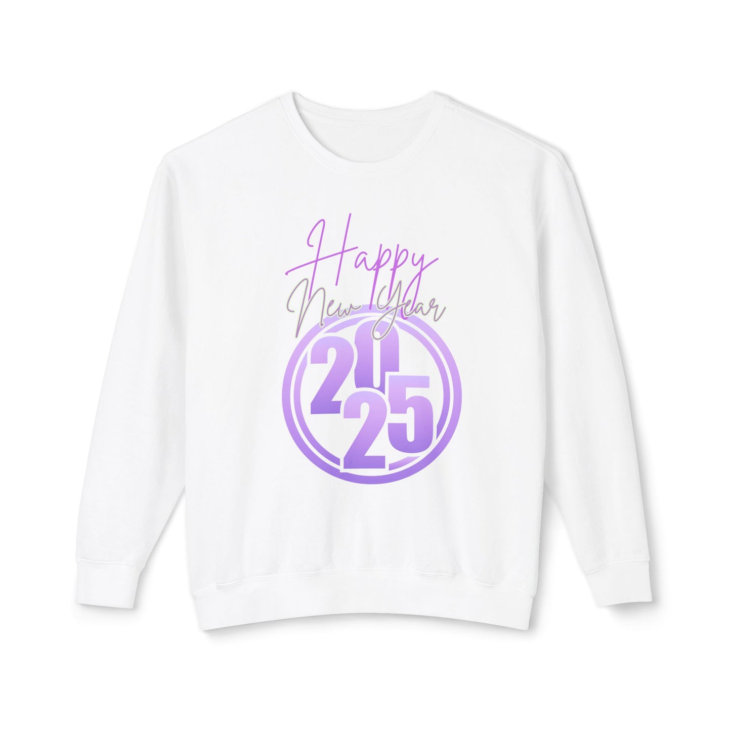 Happy New Year 2025 Unisex Lightweight Crewneck Sweatshirt, Cozy Casual Wear, Perfect NYE Gift, Celebration Apparel, Winter Layering