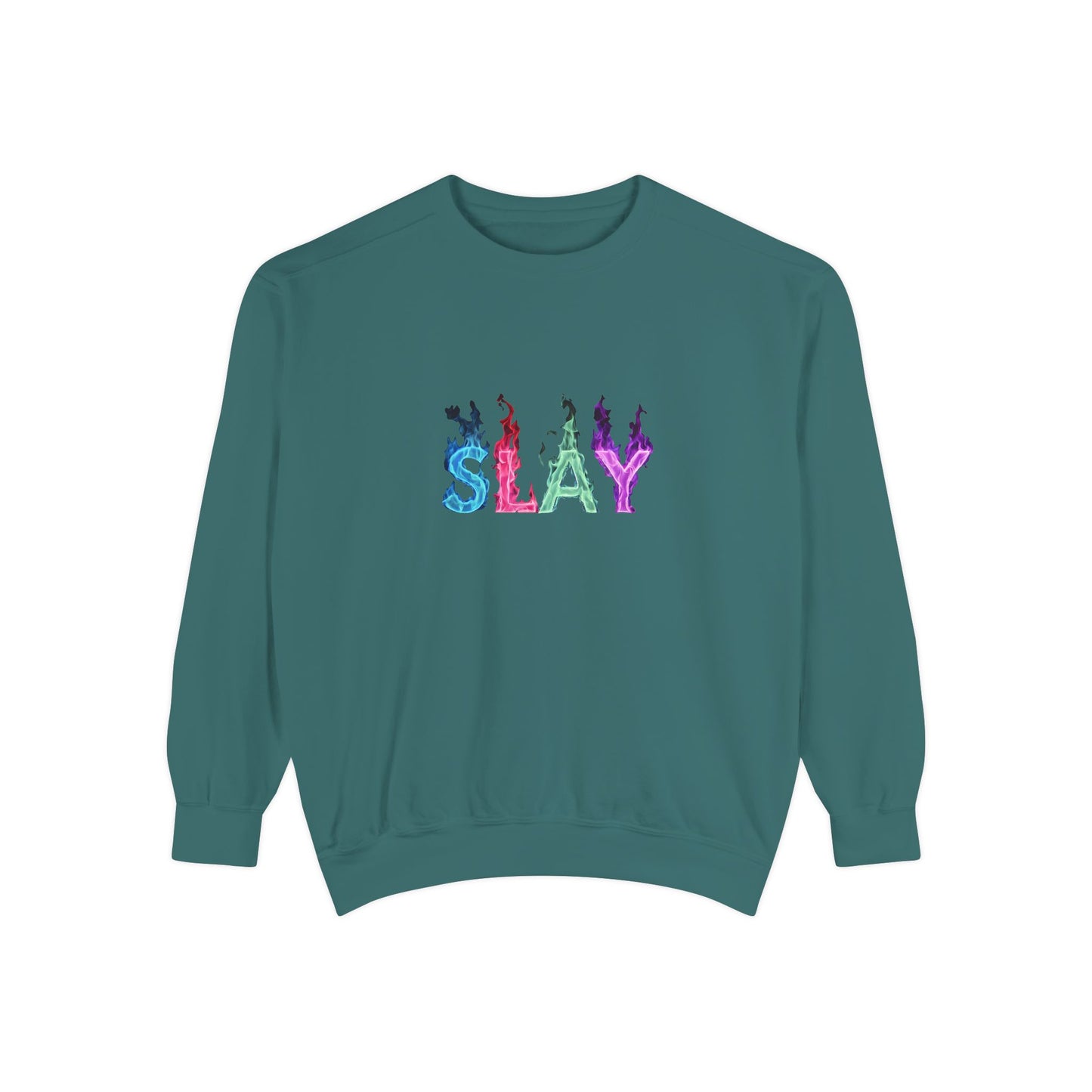 Slay Sweatshirt, Trendy Garment-Dyed Pullover, Perfect Gift for Fashion Lovers, Comfortable Casual Wear, Street Style, Birthday Gift, -