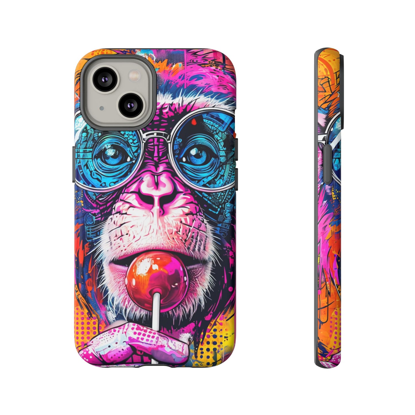 Colorful Monkey Phone Case, Fun Phone Cover, Unique Tech Accessory, Gift for Animal Lovers, Vibrant Lollipop Design