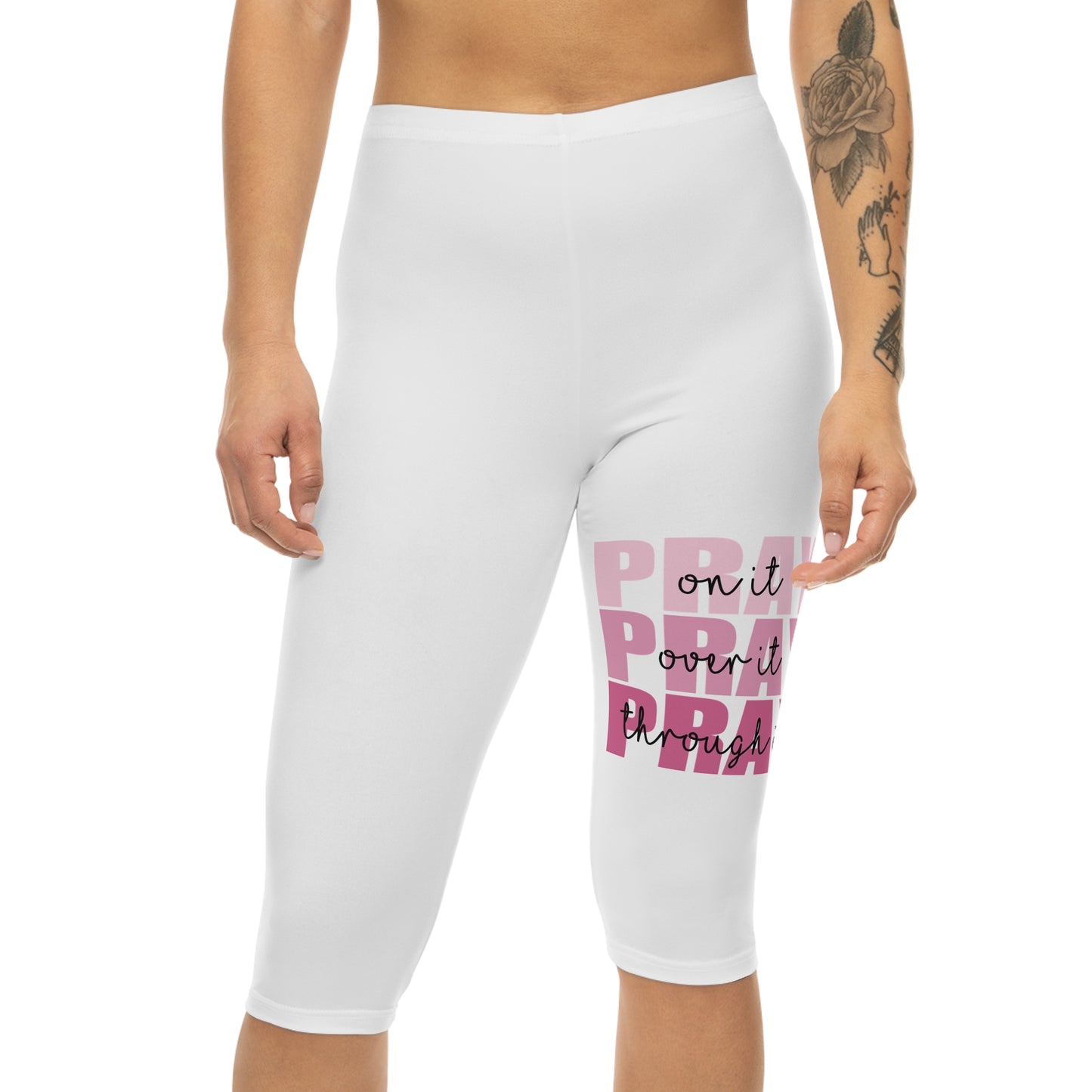 Inspirational Women’s Capri Leggings - 'Pray On It' Motivational Fitness Wear