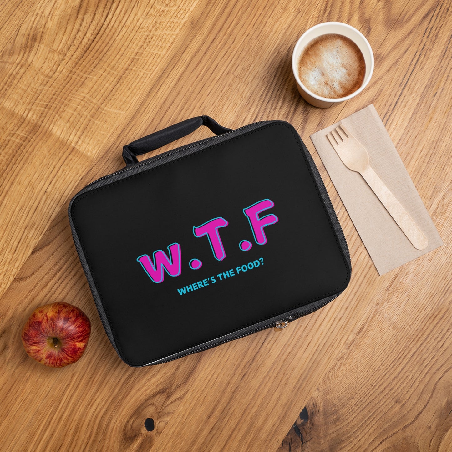 Funny Lunch Bag - W T F Where's the Food - Gift for Mom, Back to School, Work Lunch, Funny Lunchbox, Snack Carrier